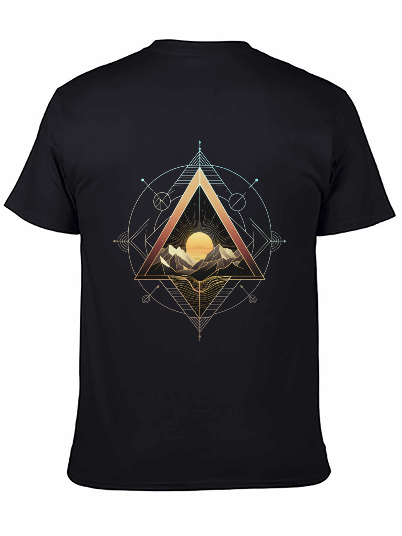 Geometric Mountain Sunset Graphic Tee