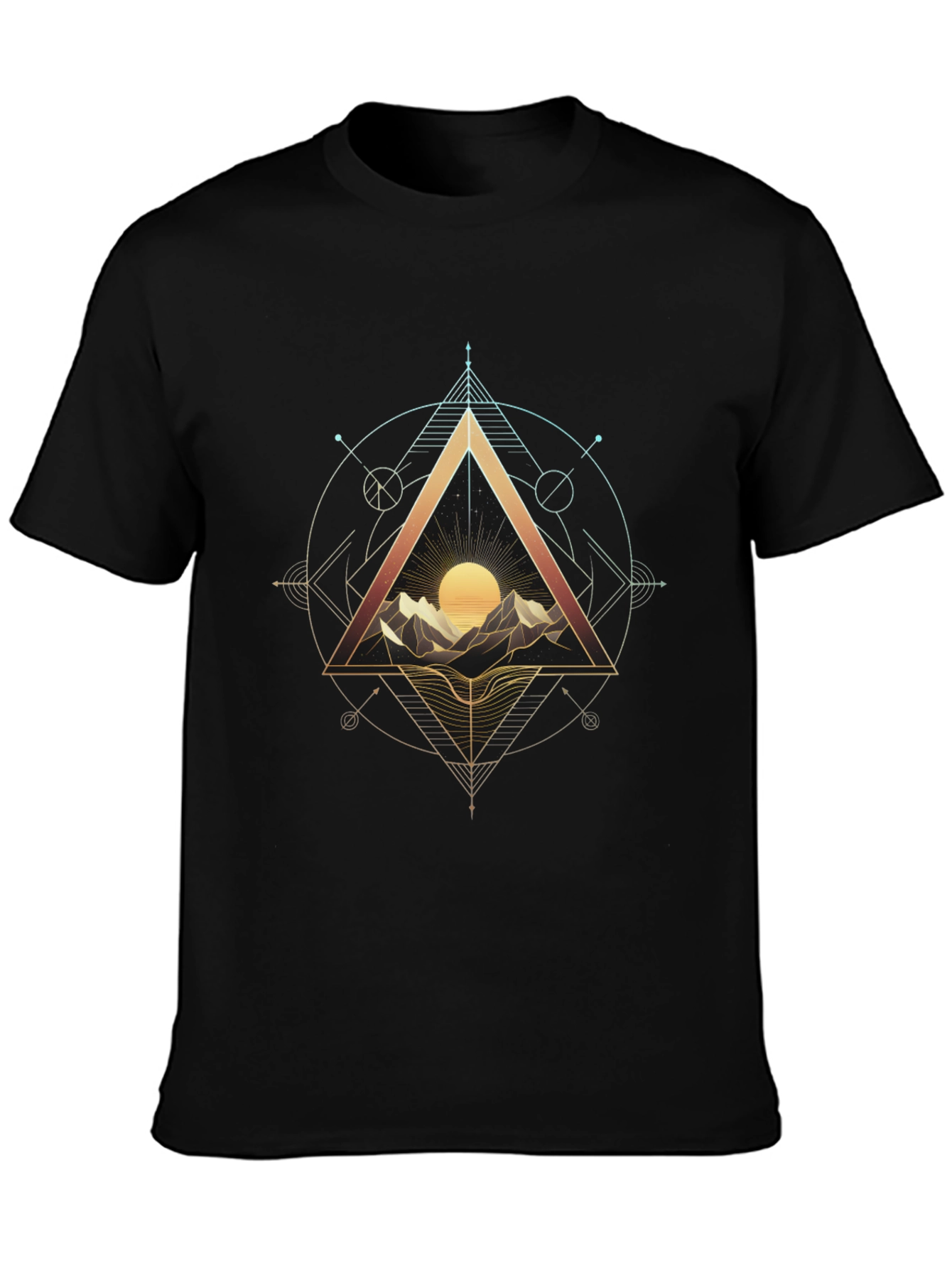 Geometric Mountain Sunset Graphic Tee