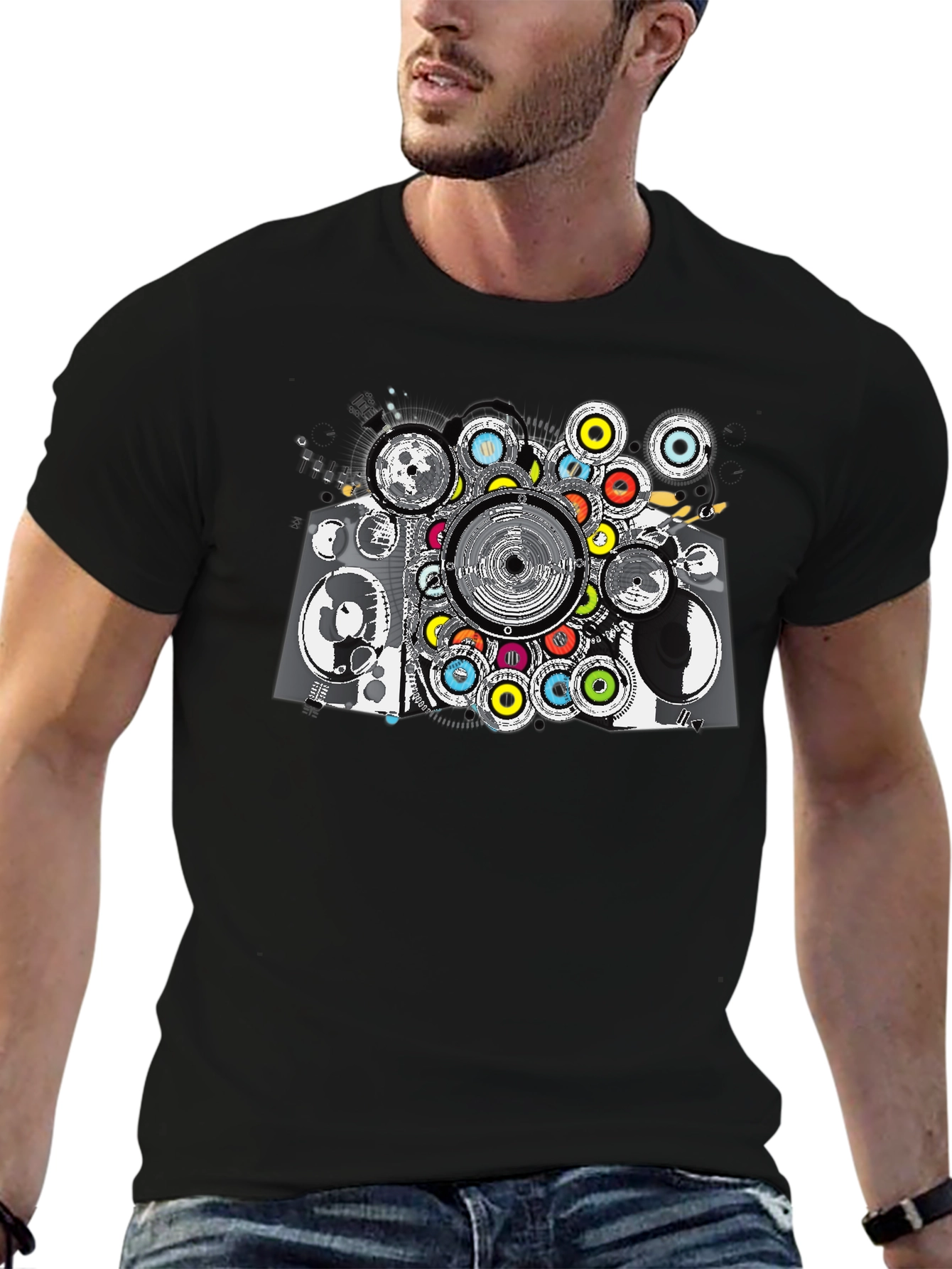 Abstract Speaker Graphic Tee - Black
