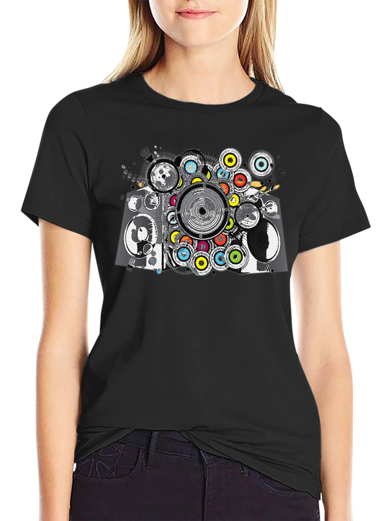 Abstract Speaker Graphic Tee - Black