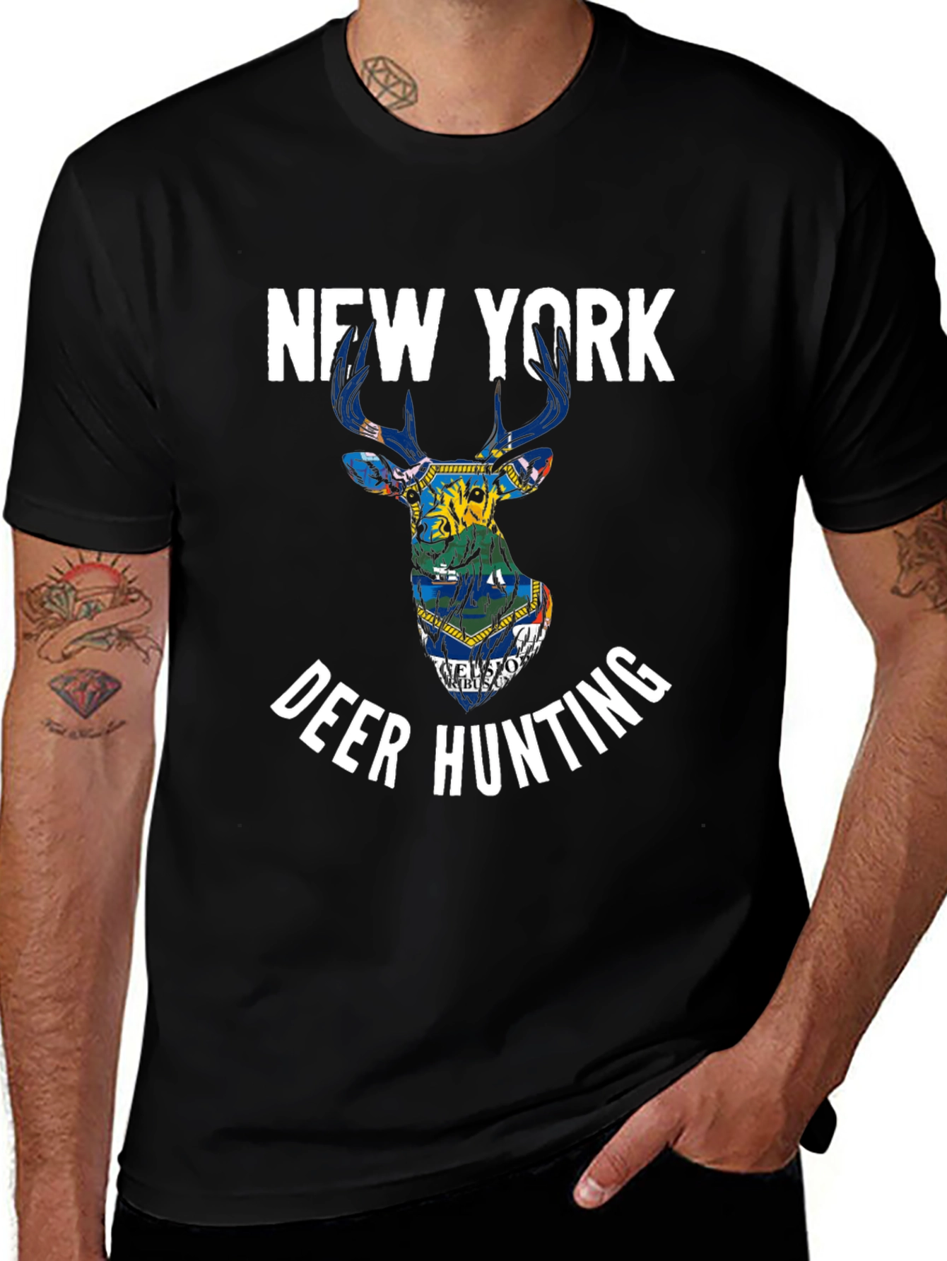 New York Deer Hunting Graphic T-Shirt
