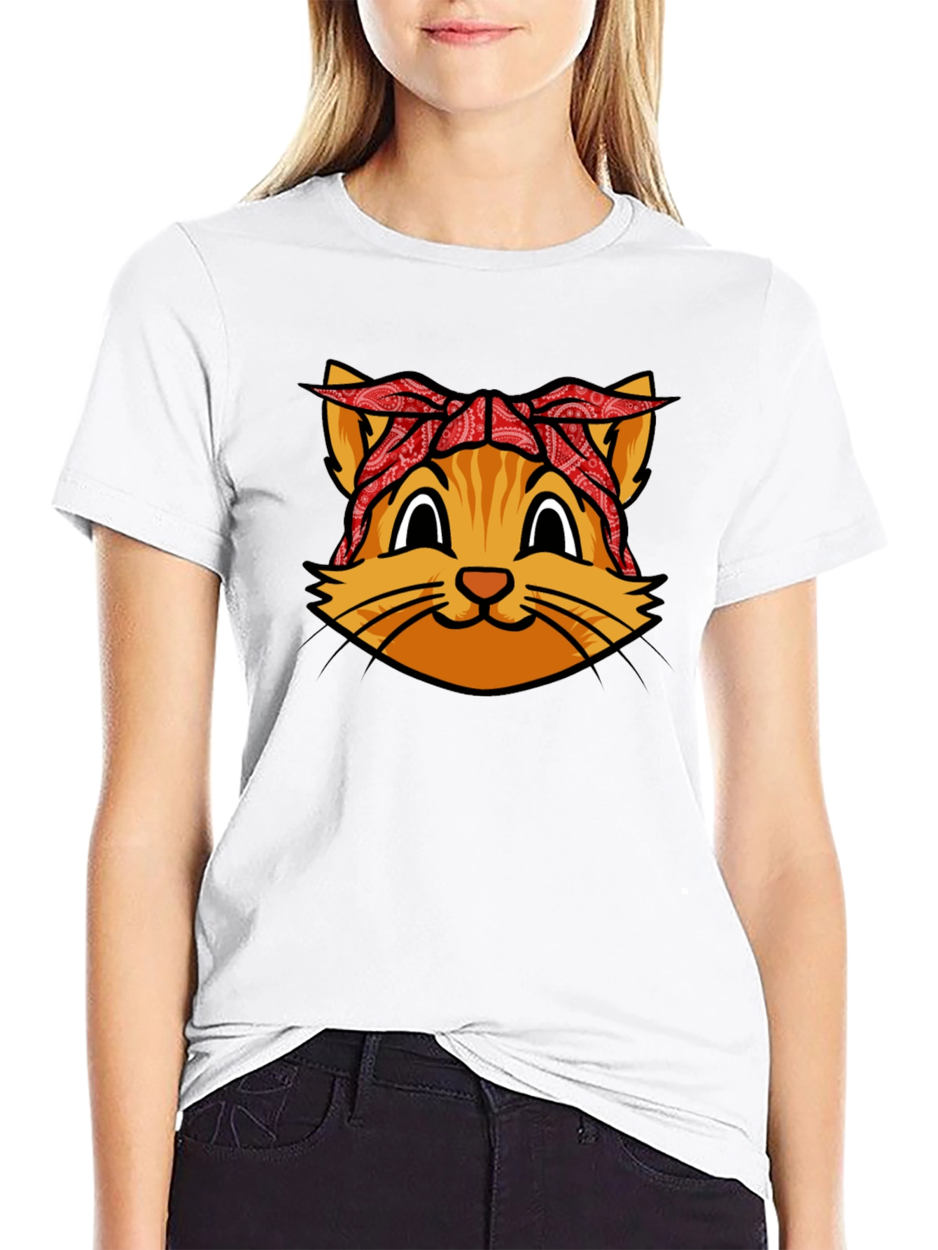Bandana Cat Graphic Tee - Cool Black Shirt