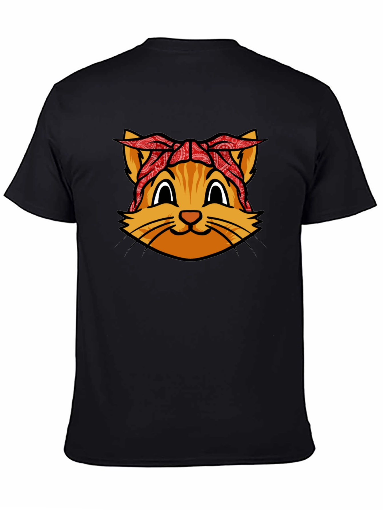 Bandana Cat Graphic Tee - Cool Black Shirt
