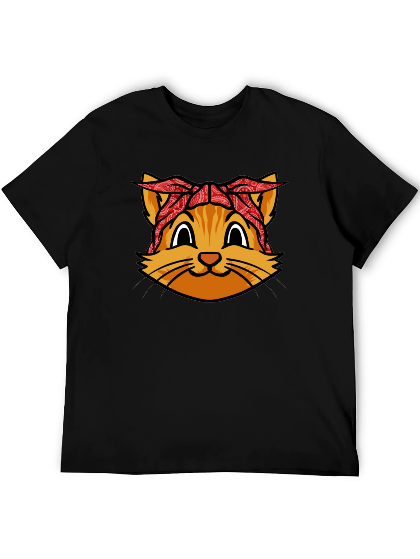 Bandana Cat Graphic Tee - Cool Black Shirt