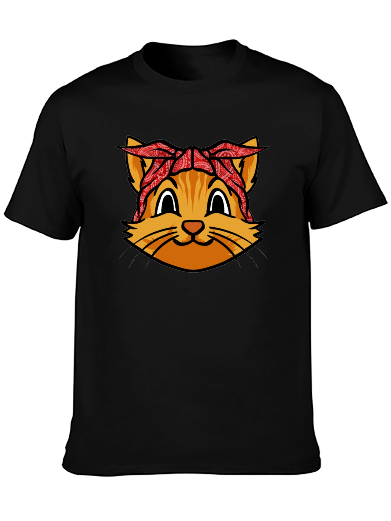 Bandana Cat Graphic Tee - Cool Black Shirt
