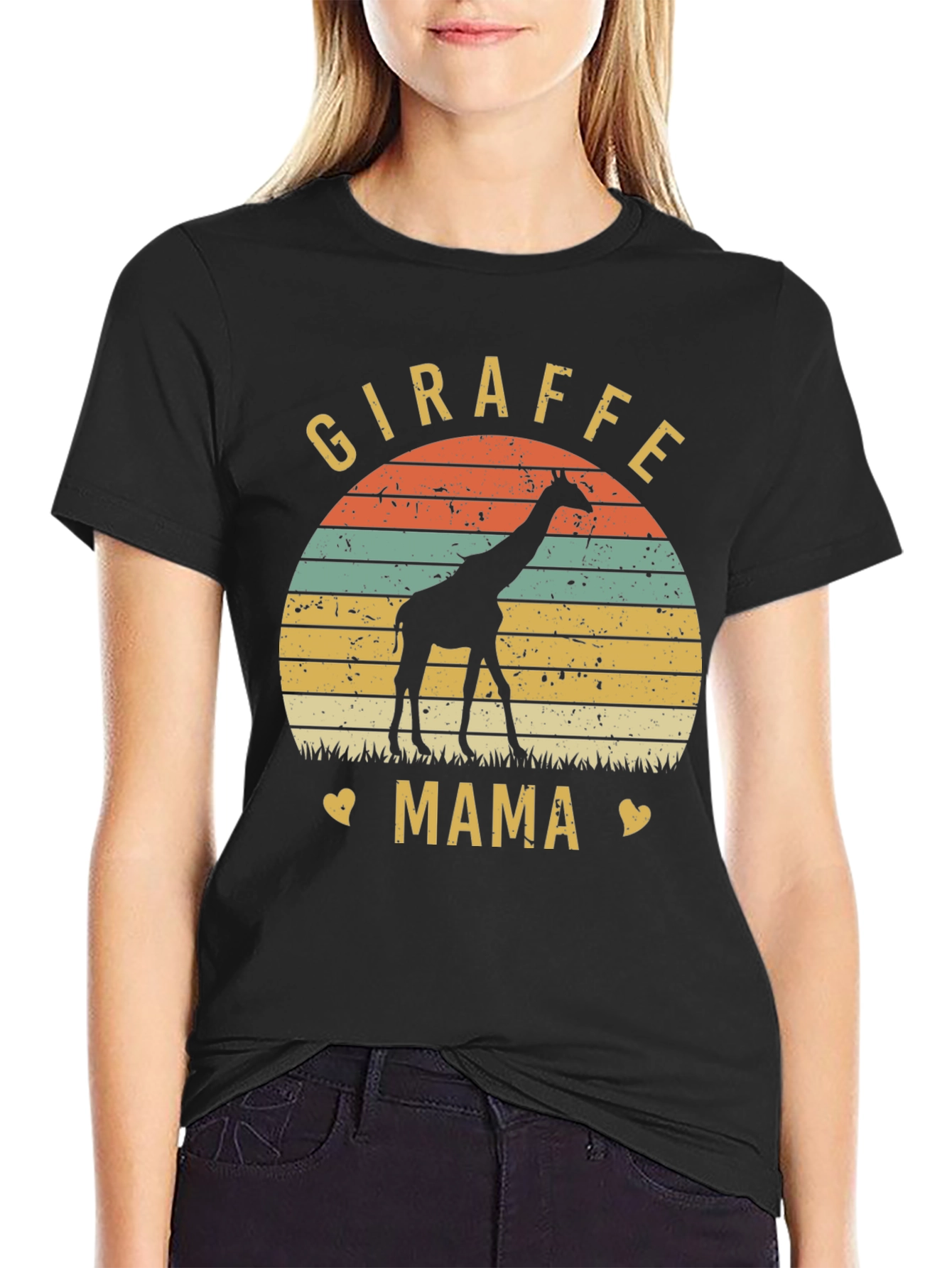 Giraffe Mama Graphic Tee - Animal Lover Shirt