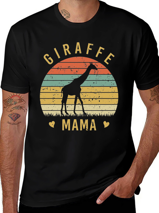Giraffe Mama Graphic Tee - Animal Lover Shirt
