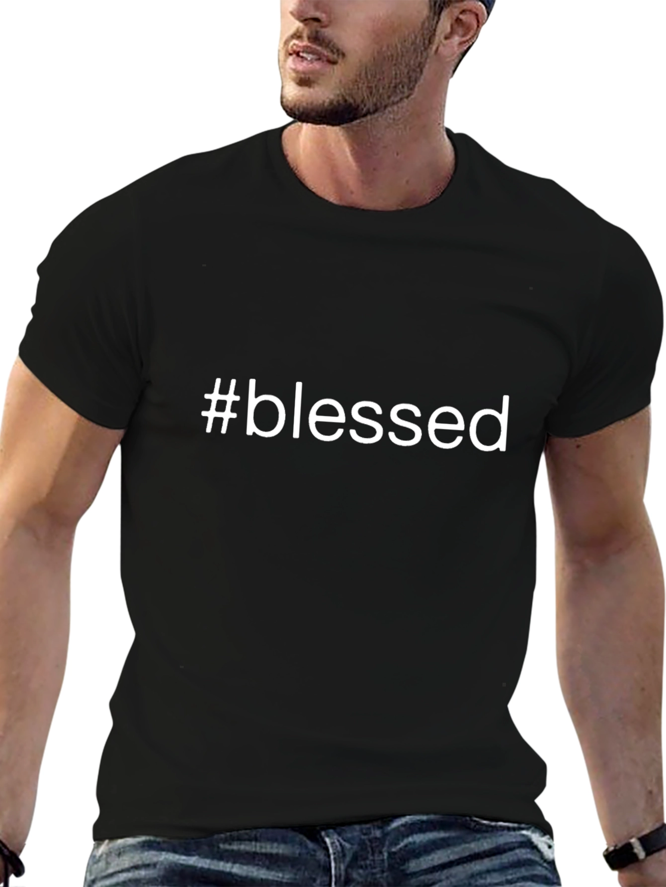 #blessed Graphic Tee - Black Short Sleeve T-Shirt