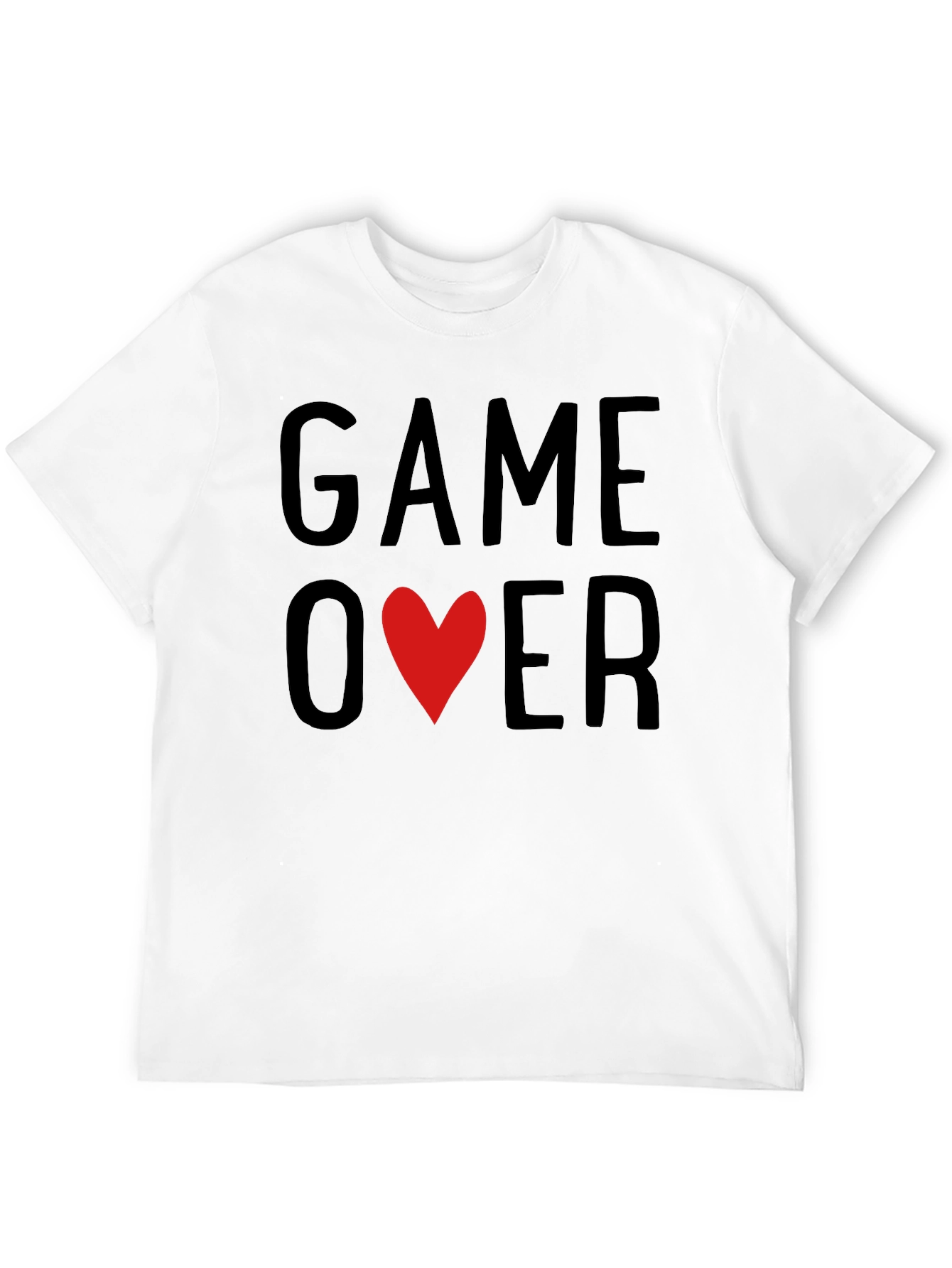 Game Over Heart Graphic T-Shirt - Black Casual Tee