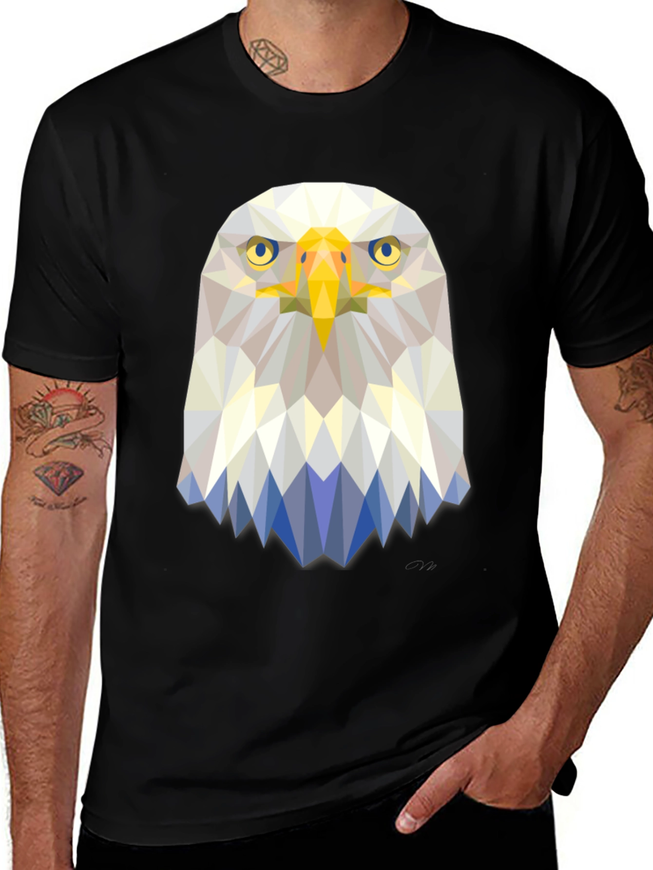 Geometric Eagle Graphic Tee - Stylish Mens T-Shirt