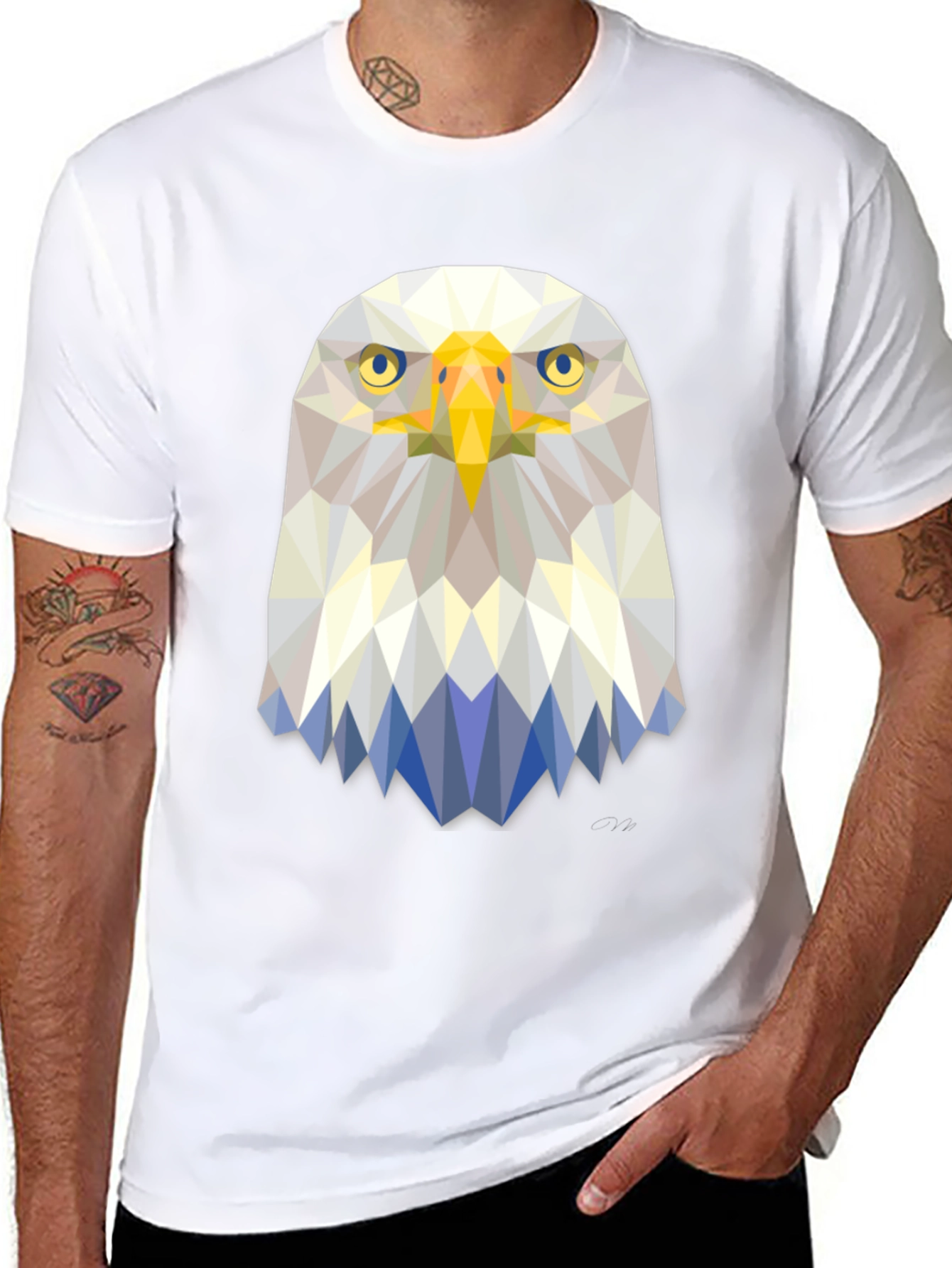 Geometric Eagle Graphic Tee - Stylish Mens T-Shirt
