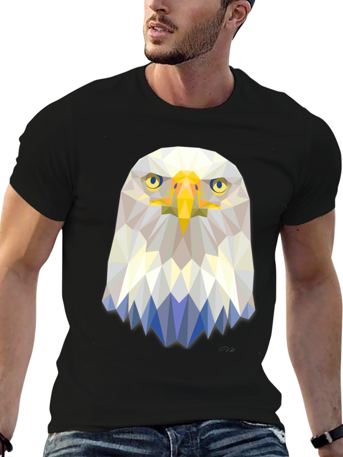 Geometric Eagle Graphic Tee - Stylish Mens T-Shirt