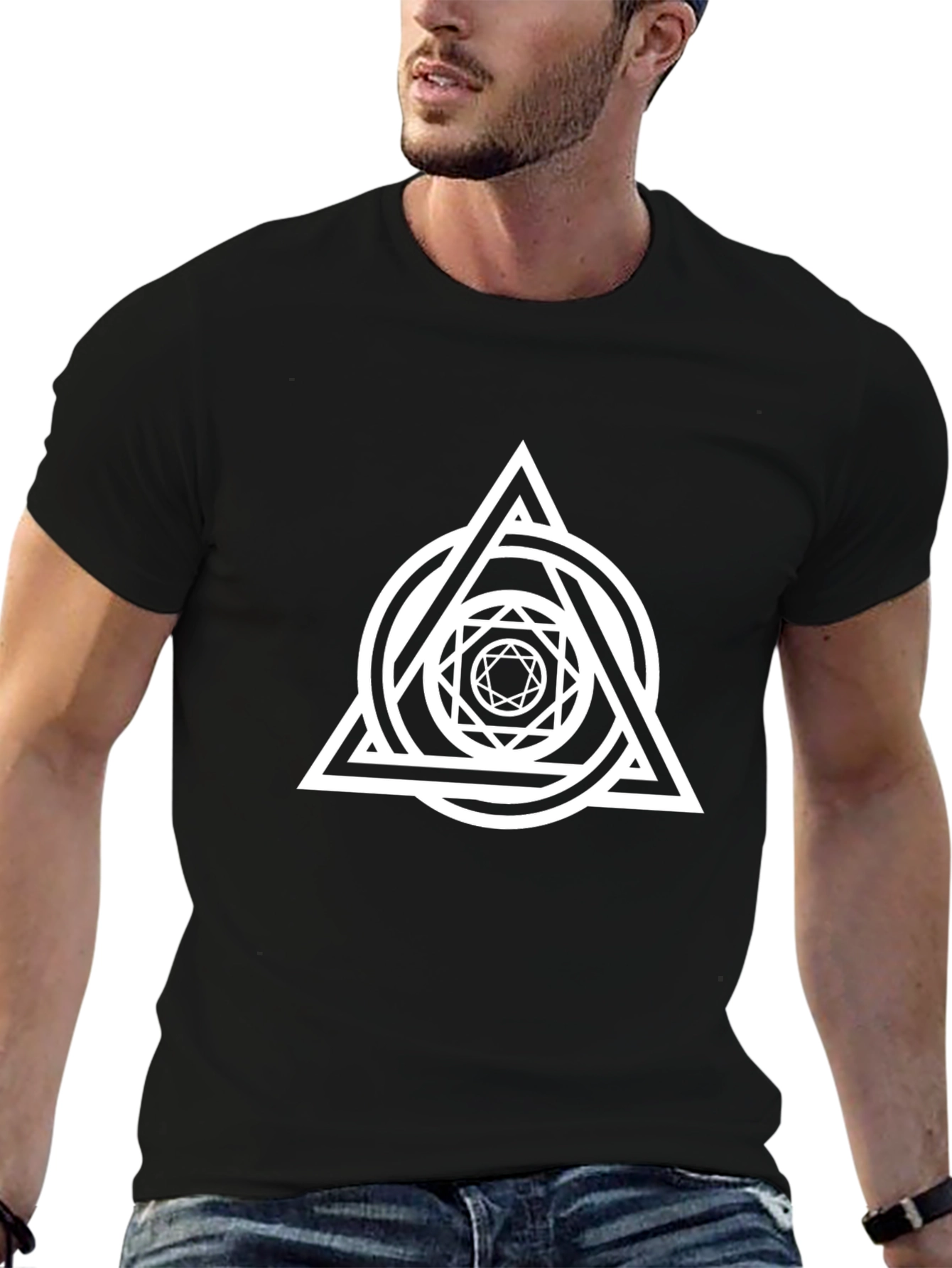 Geometric Print Black T-Shirt