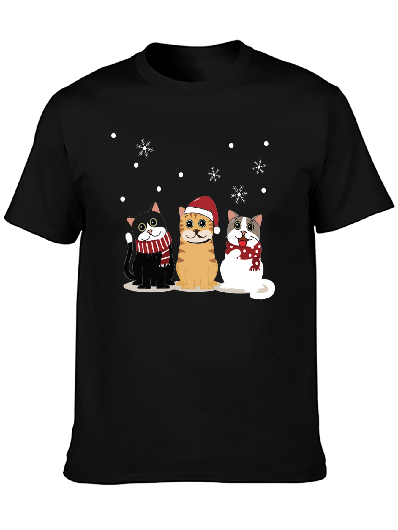 Holiday Cats Black T-Shirt