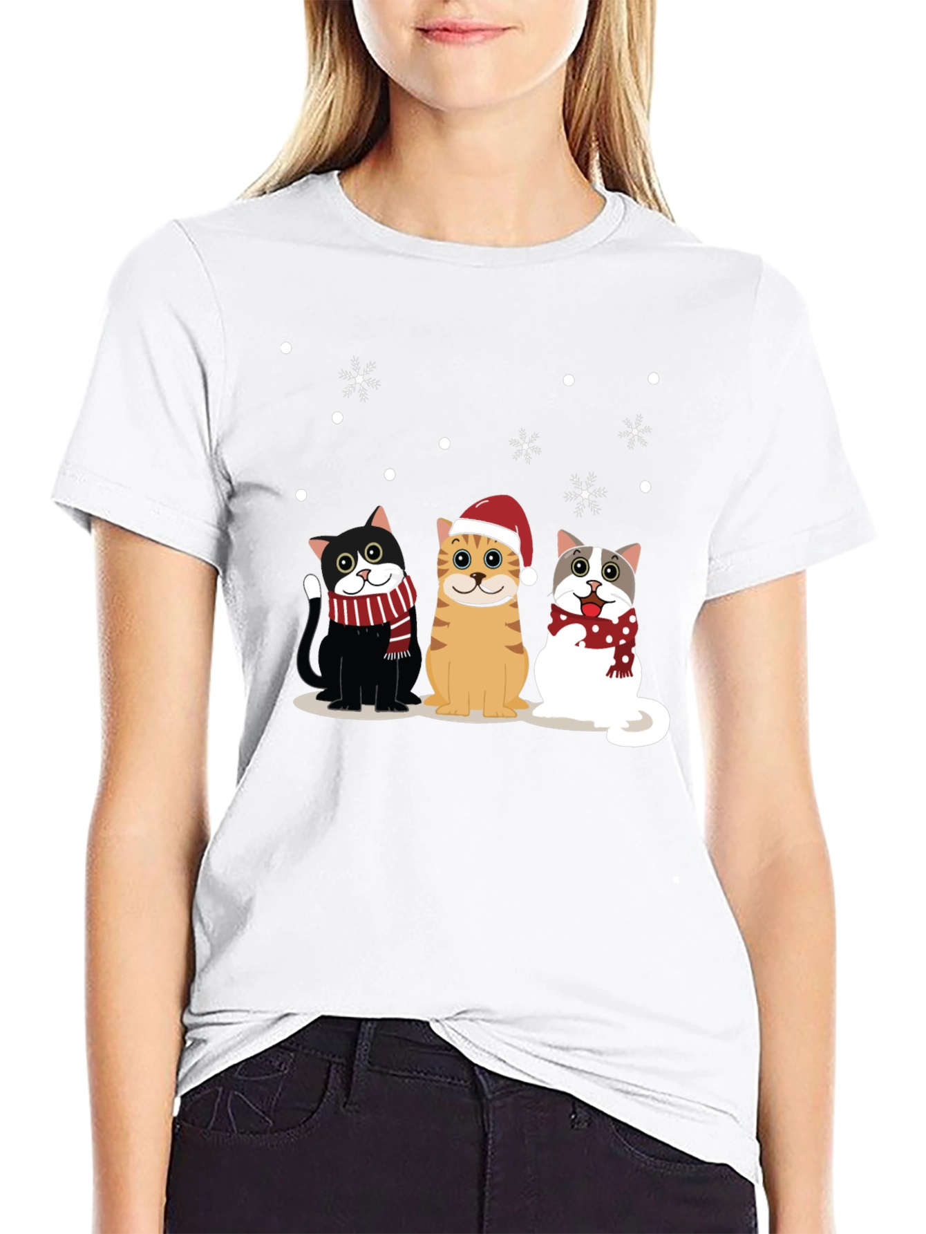 Holiday Cats Black T-Shirt