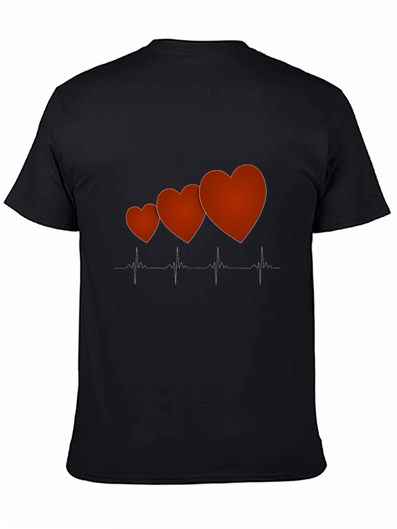 Heartbeat Love Graphic Tee - Trendy Mens Black T-Shirt
