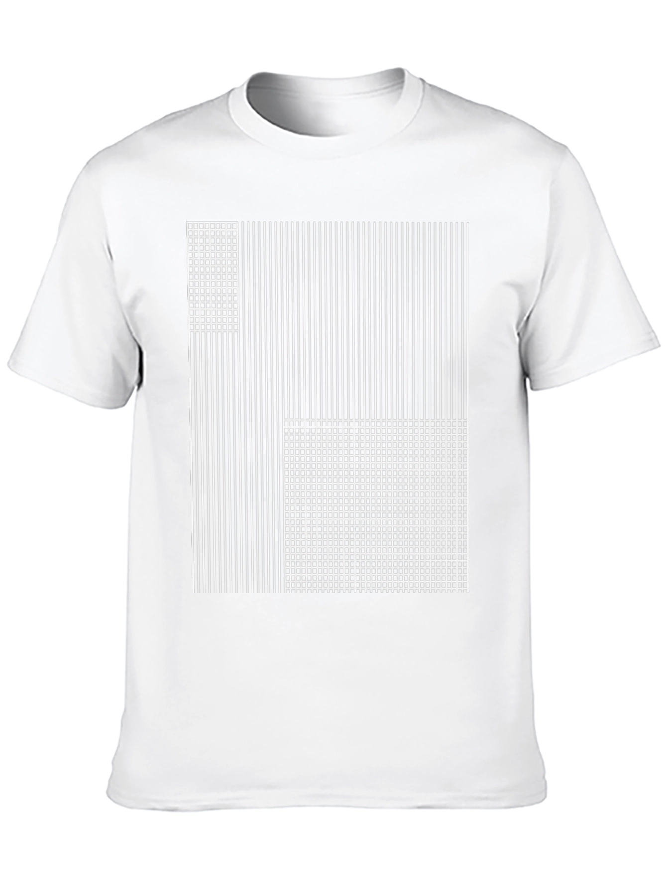Abstract Grid and Stripe Graphic Tee
