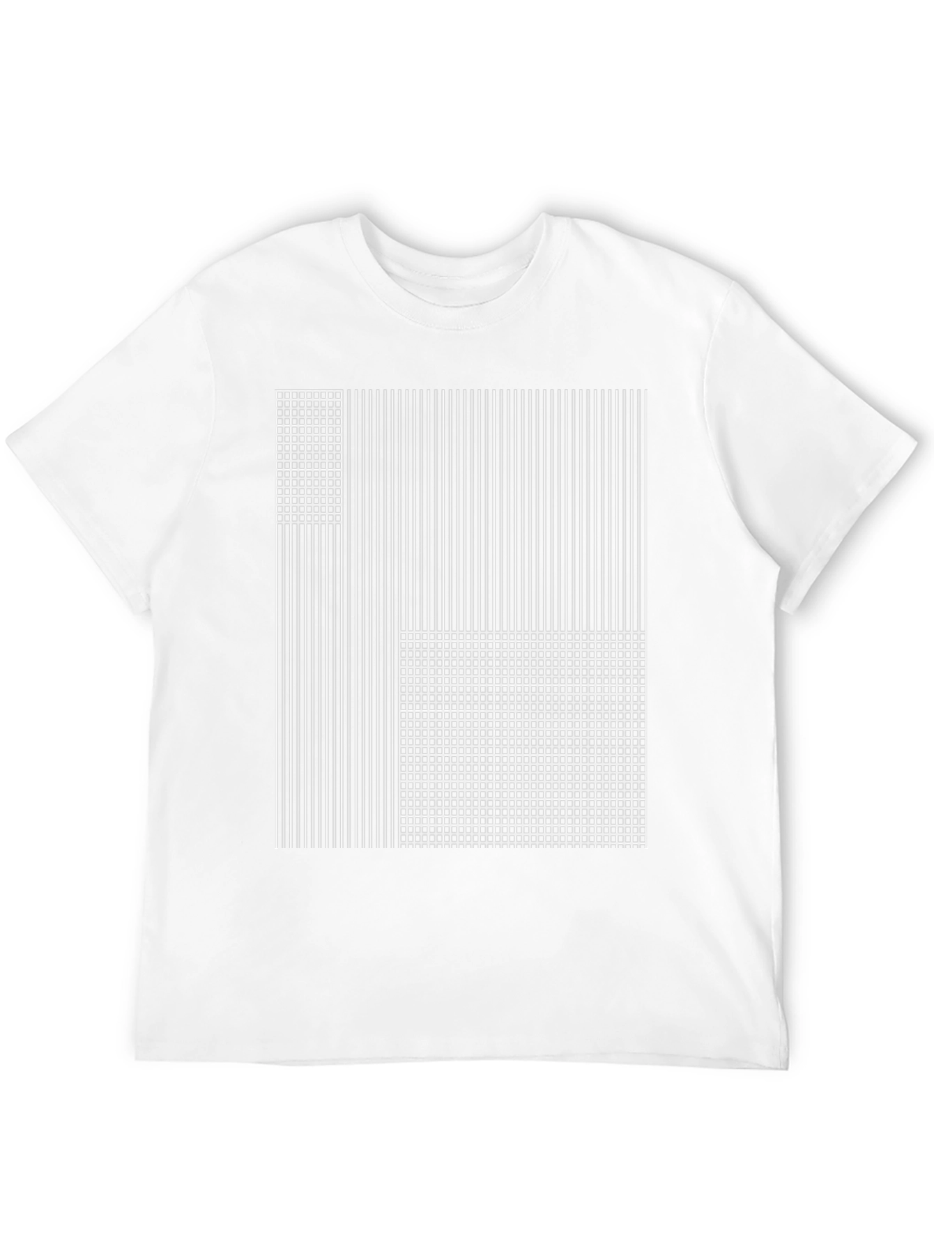 Abstract Grid and Stripe Graphic Tee