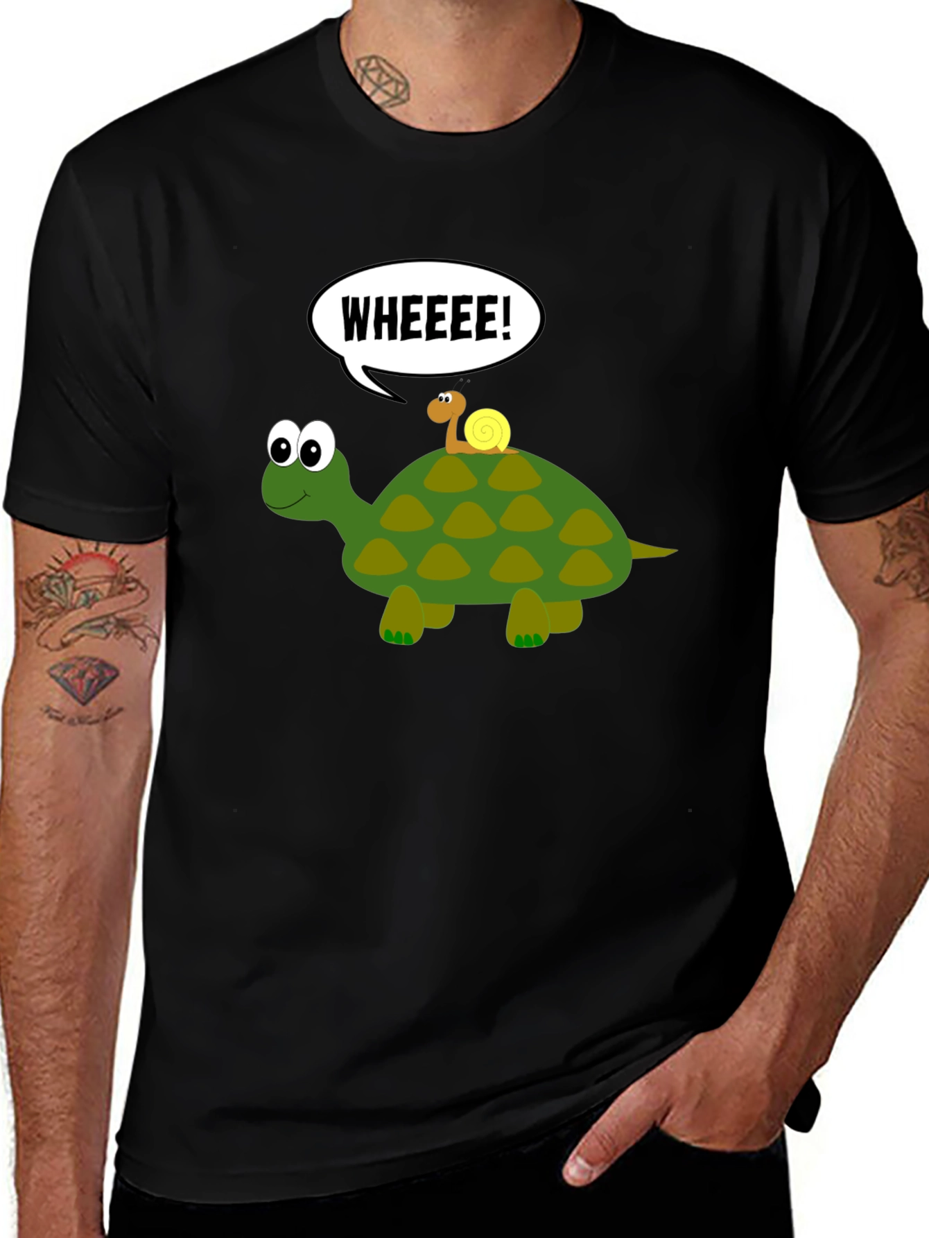 Funny Turtle & Snail Black T-Shirt