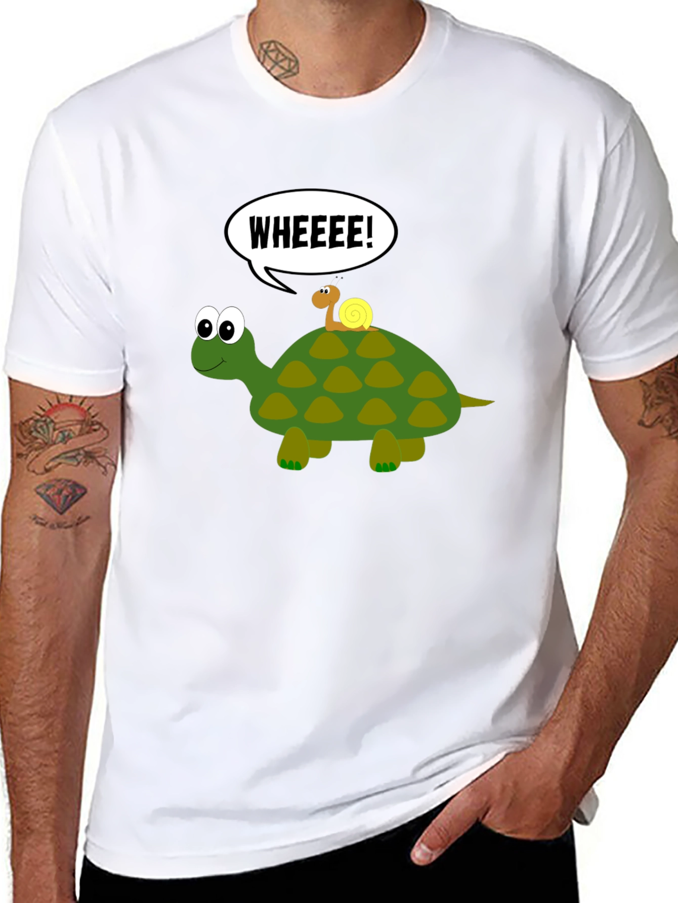 Funny Turtle & Snail Black T-Shirt