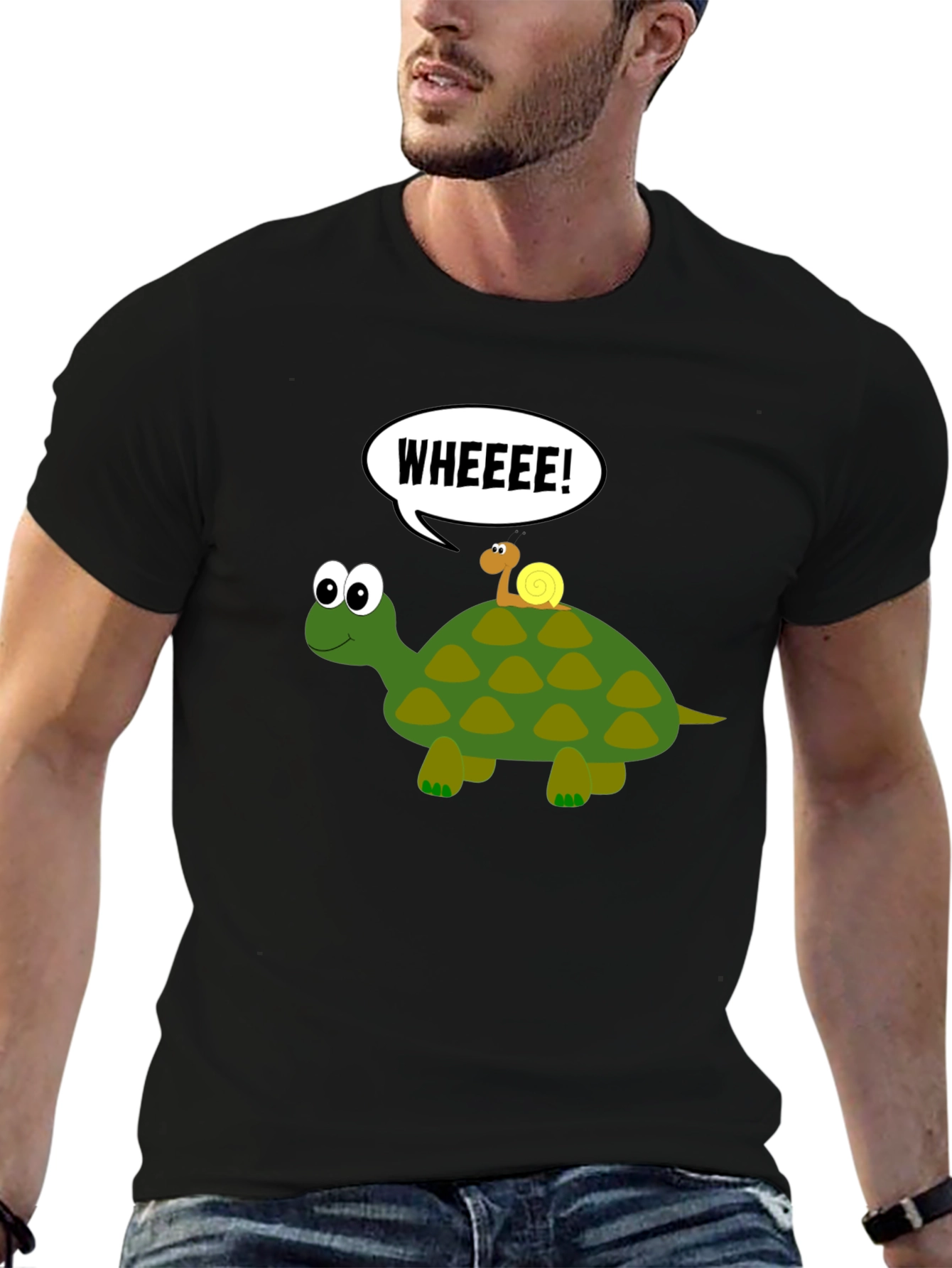 Funny Turtle & Snail Black T-Shirt