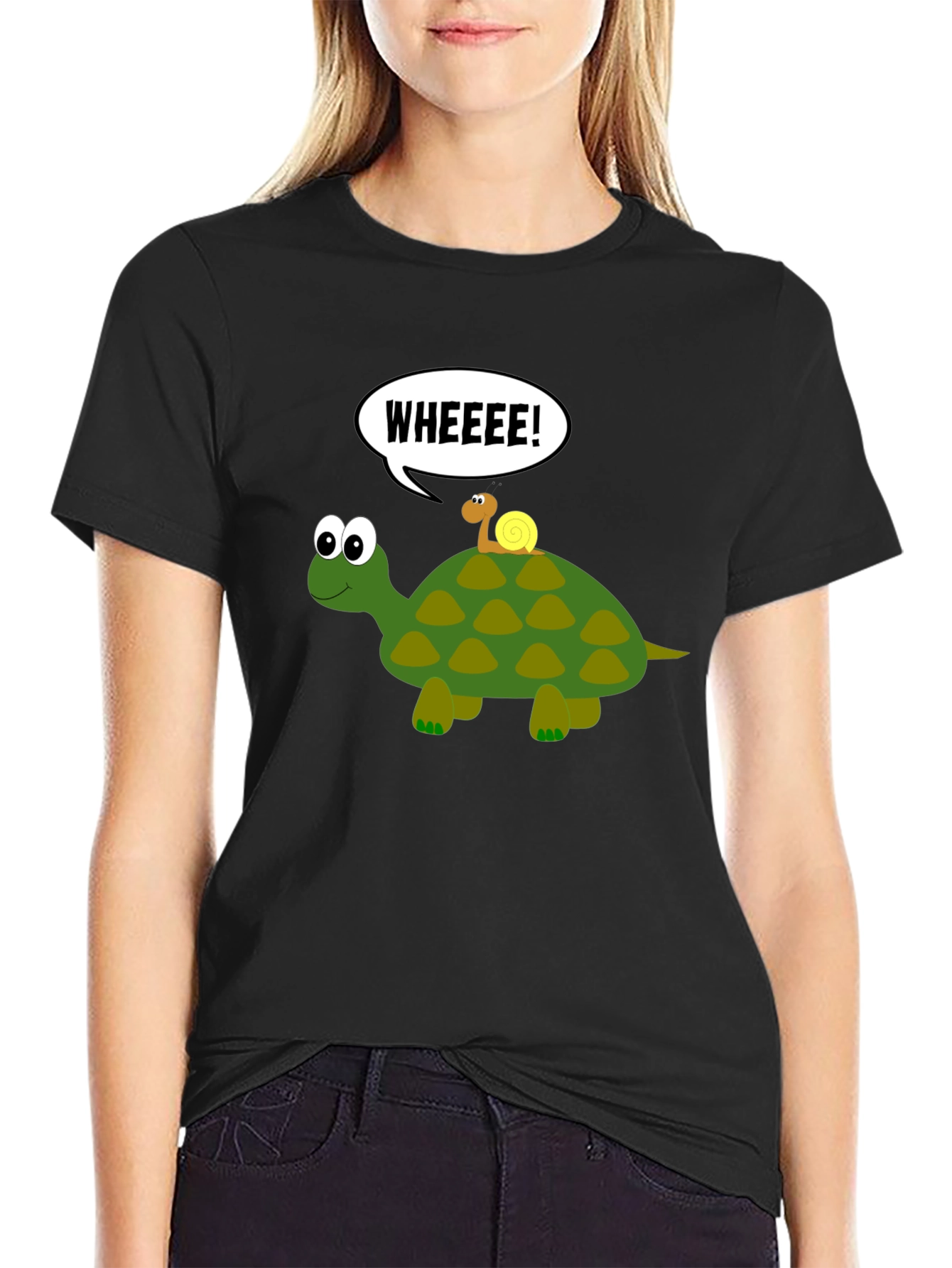Funny Turtle & Snail Black T-Shirt