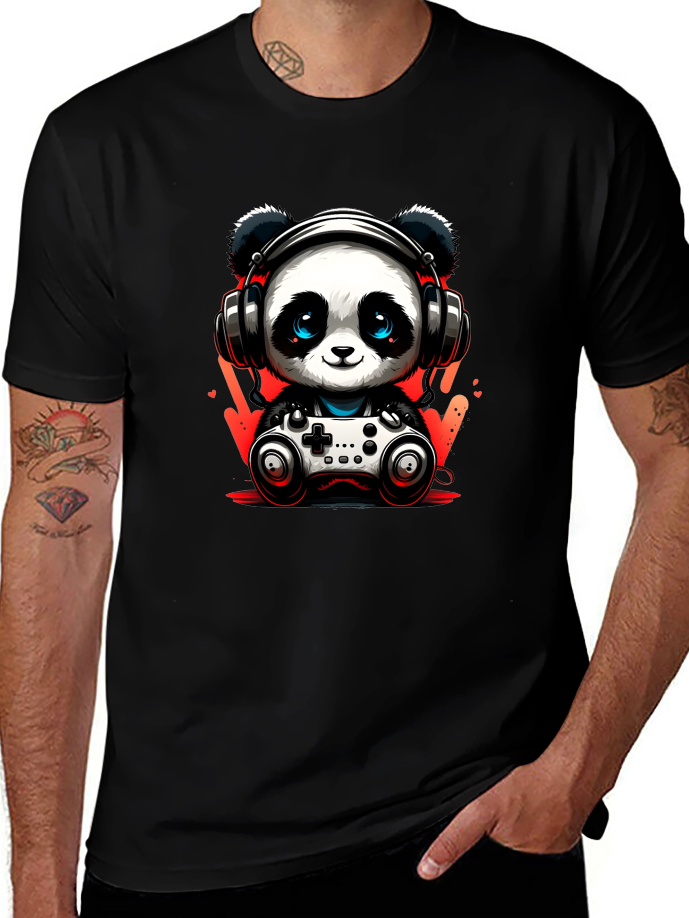 Gamer Panda T-Shirt - Black Cotton Tee