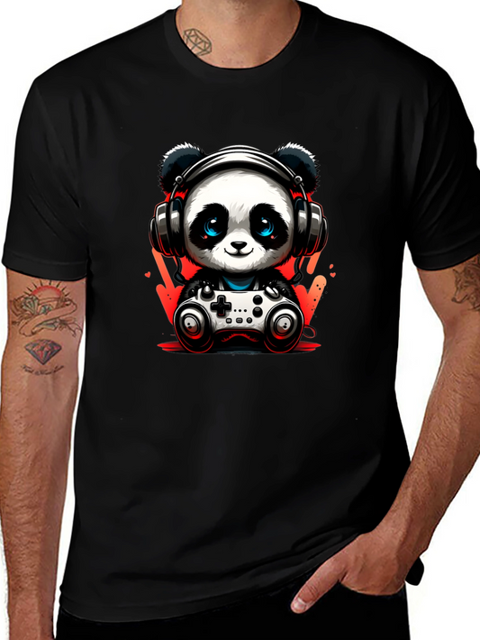 Gamer Panda T-Shirt - Black Cotton Tee