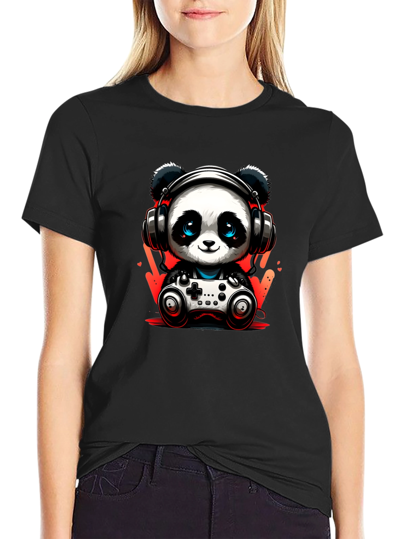 Gamer Panda T-Shirt - Black Cotton Tee