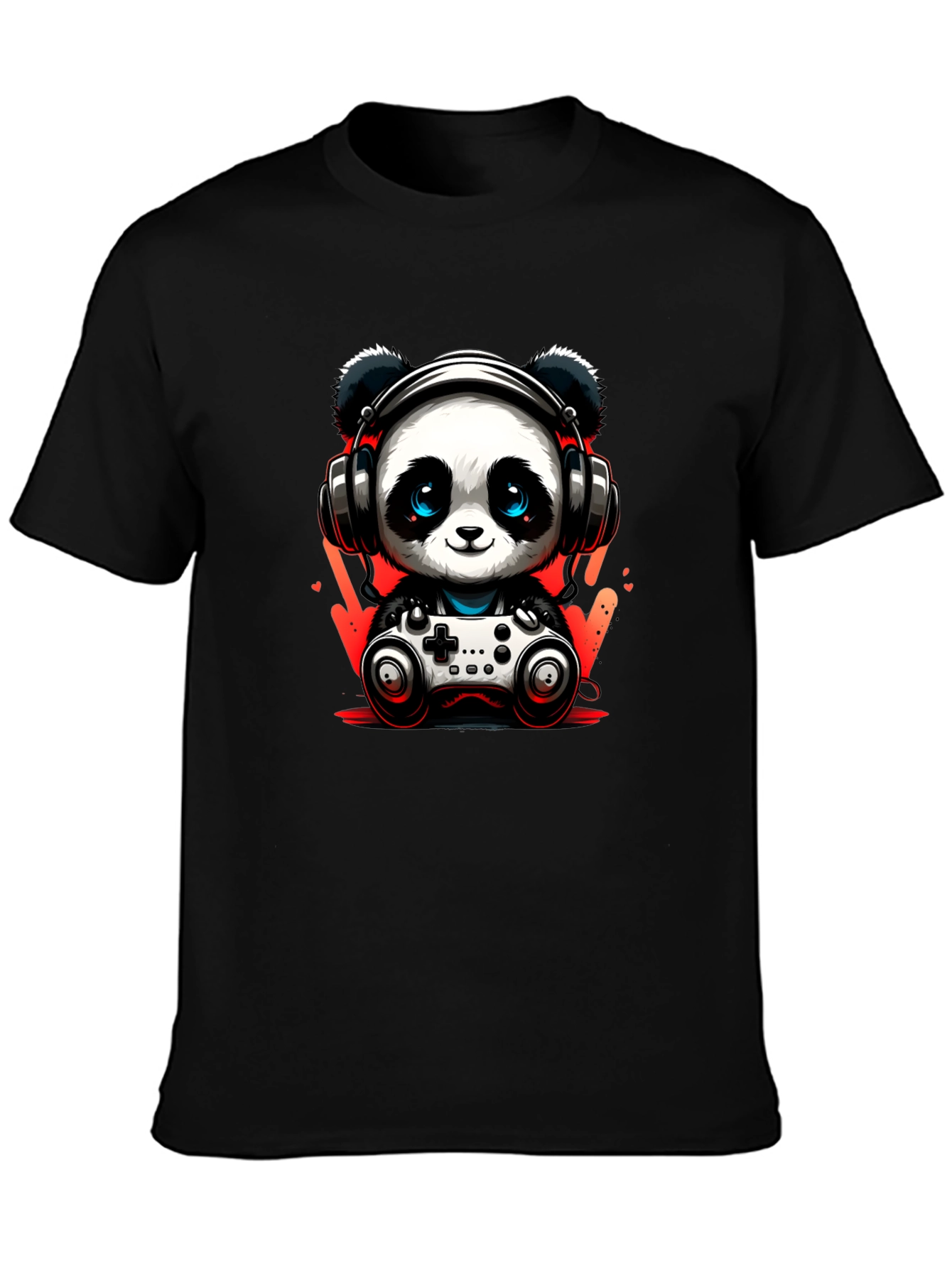 Gamer Panda T-Shirt - Black Cotton Tee