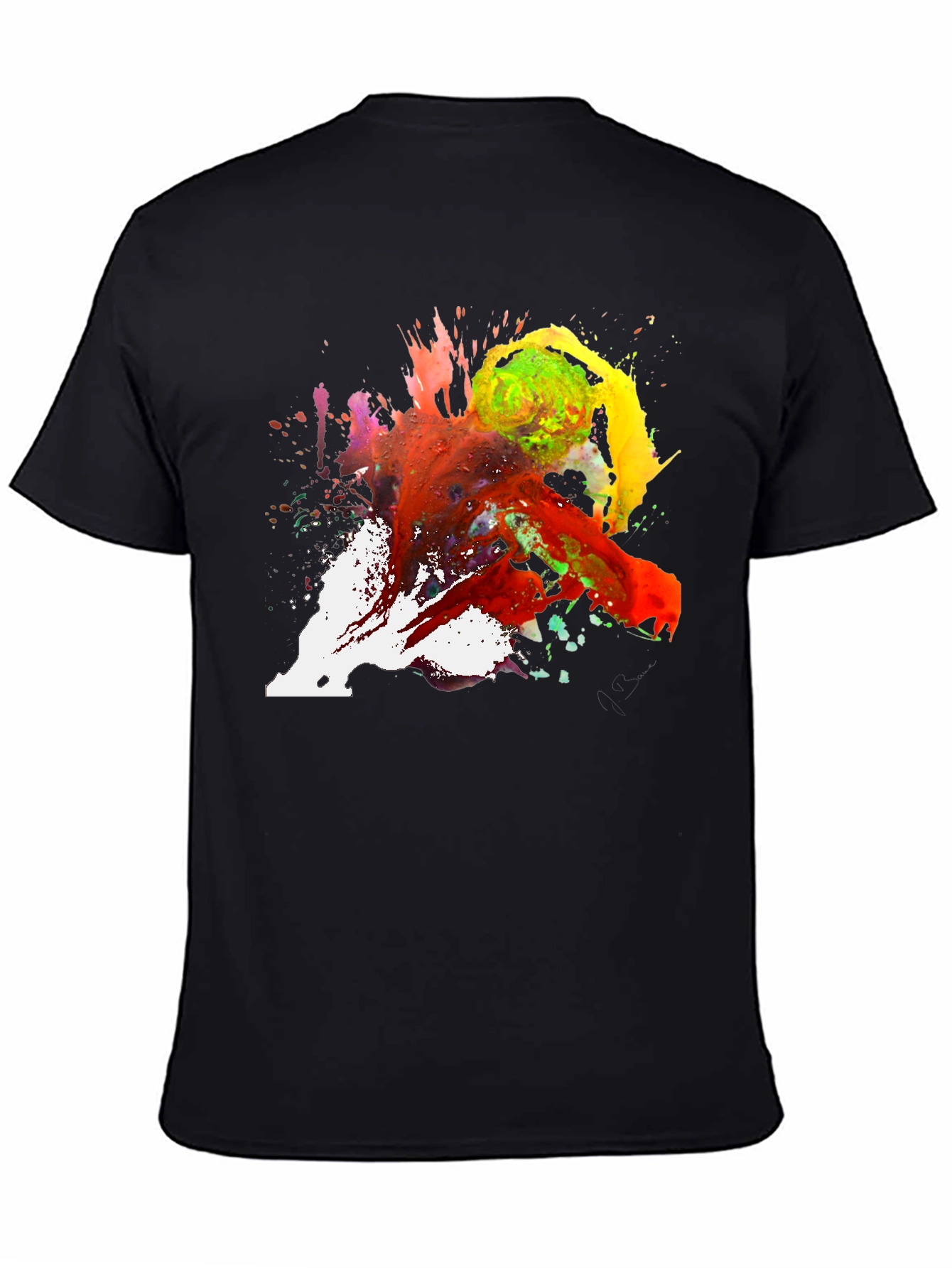 Abstract Paint Splatter Tee - Artistic Black T-Shirt