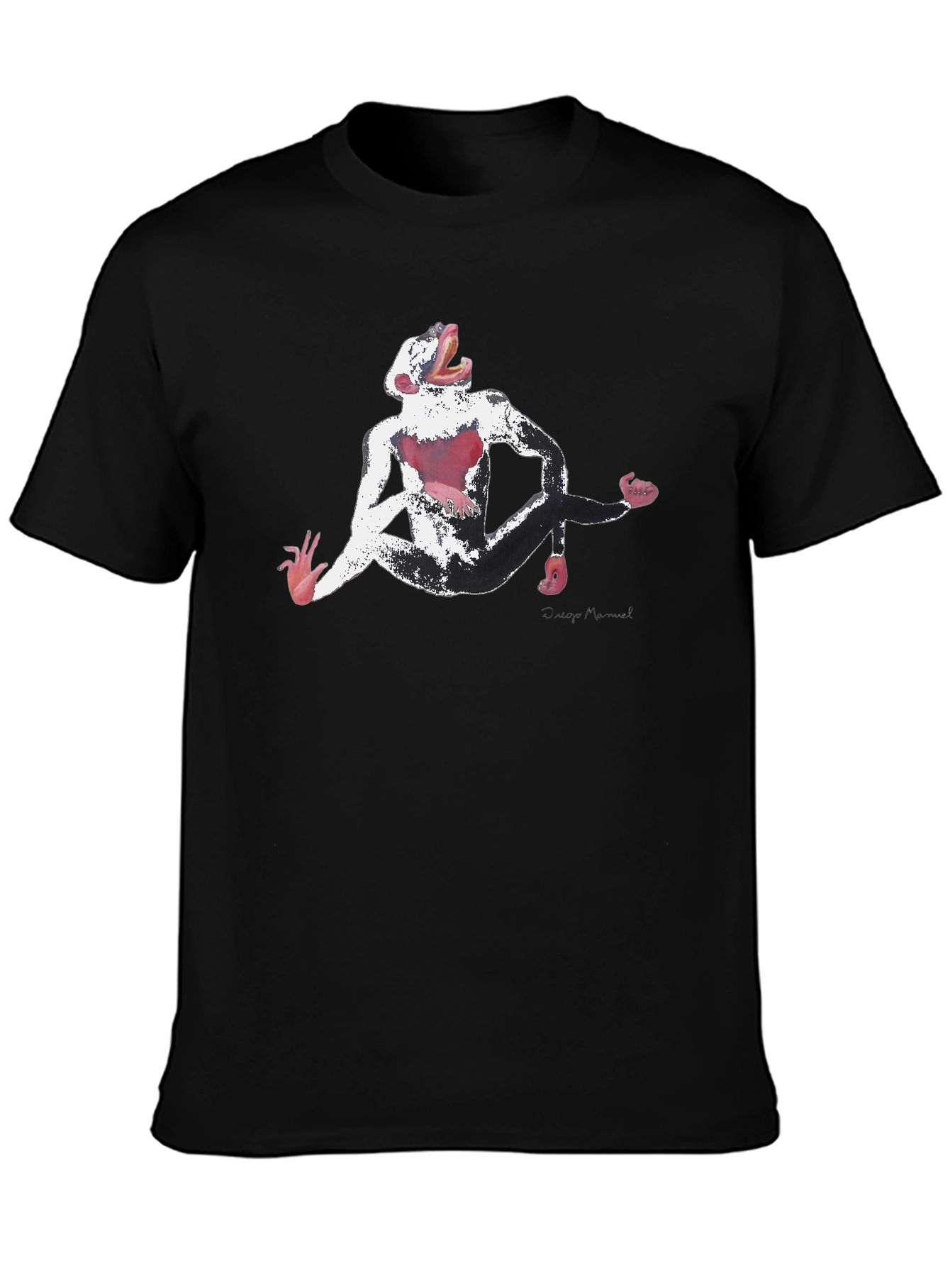 Abstract Monkey Graphic Black T-Shirt