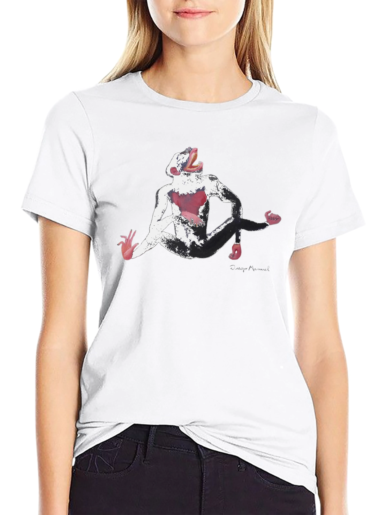 Abstract Monkey Graphic Black T-Shirt
