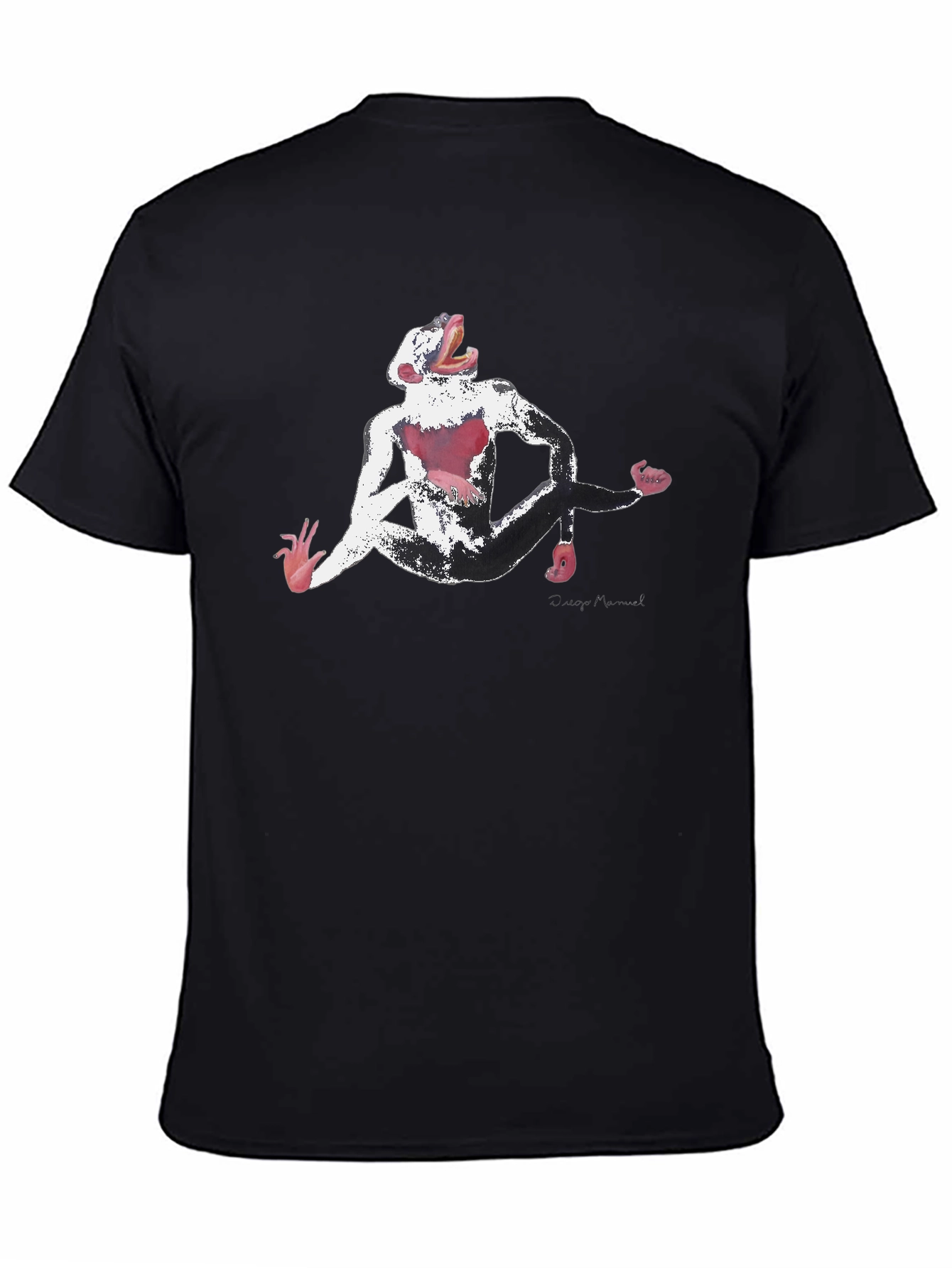 Abstract Monkey Graphic Black T-Shirt