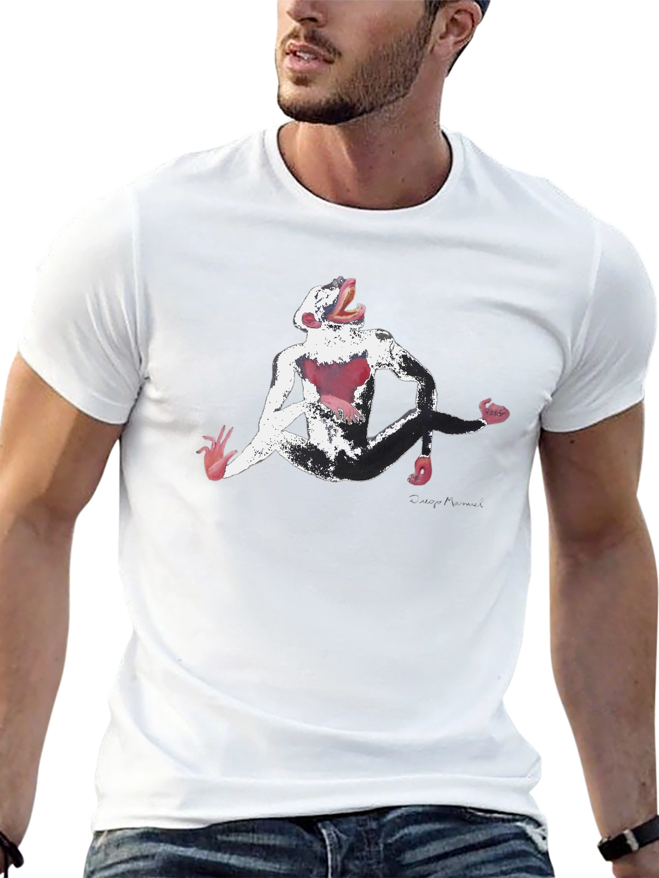 Abstract Monkey Graphic Black T-Shirt