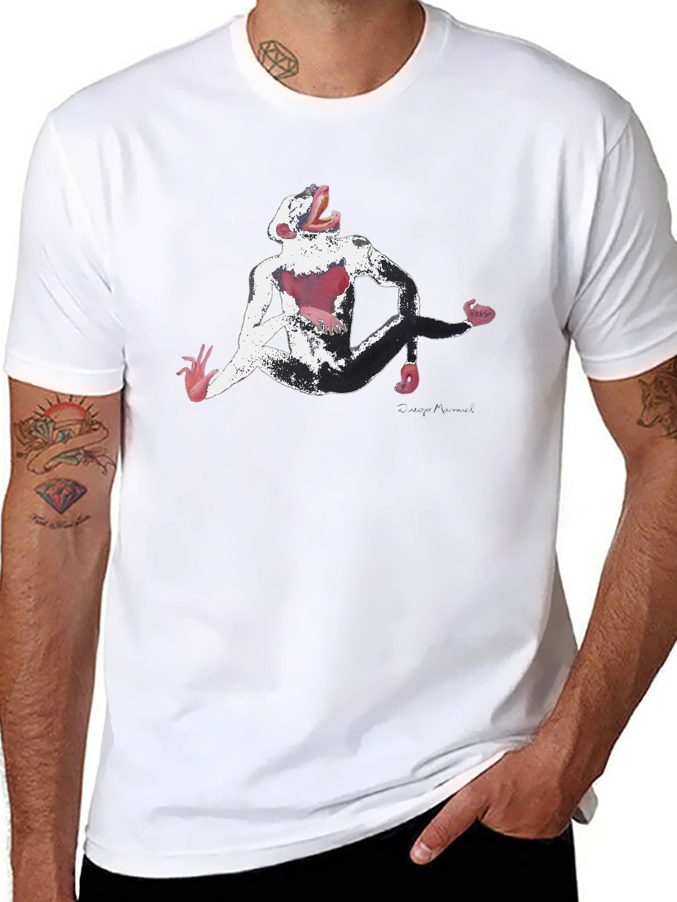 Abstract Monkey Graphic Black T-Shirt
