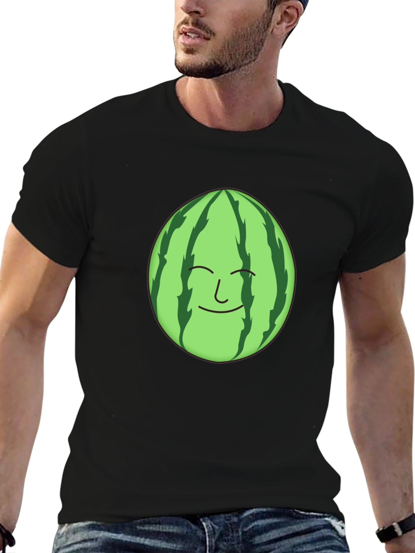 Funny Watermelon Face Graphic T-Shirt
