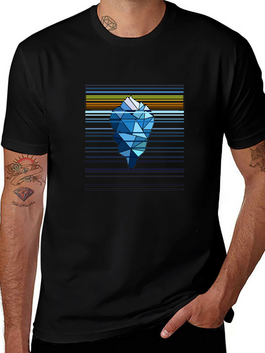 Geometric Iceberg Graphic Black T-Shirt