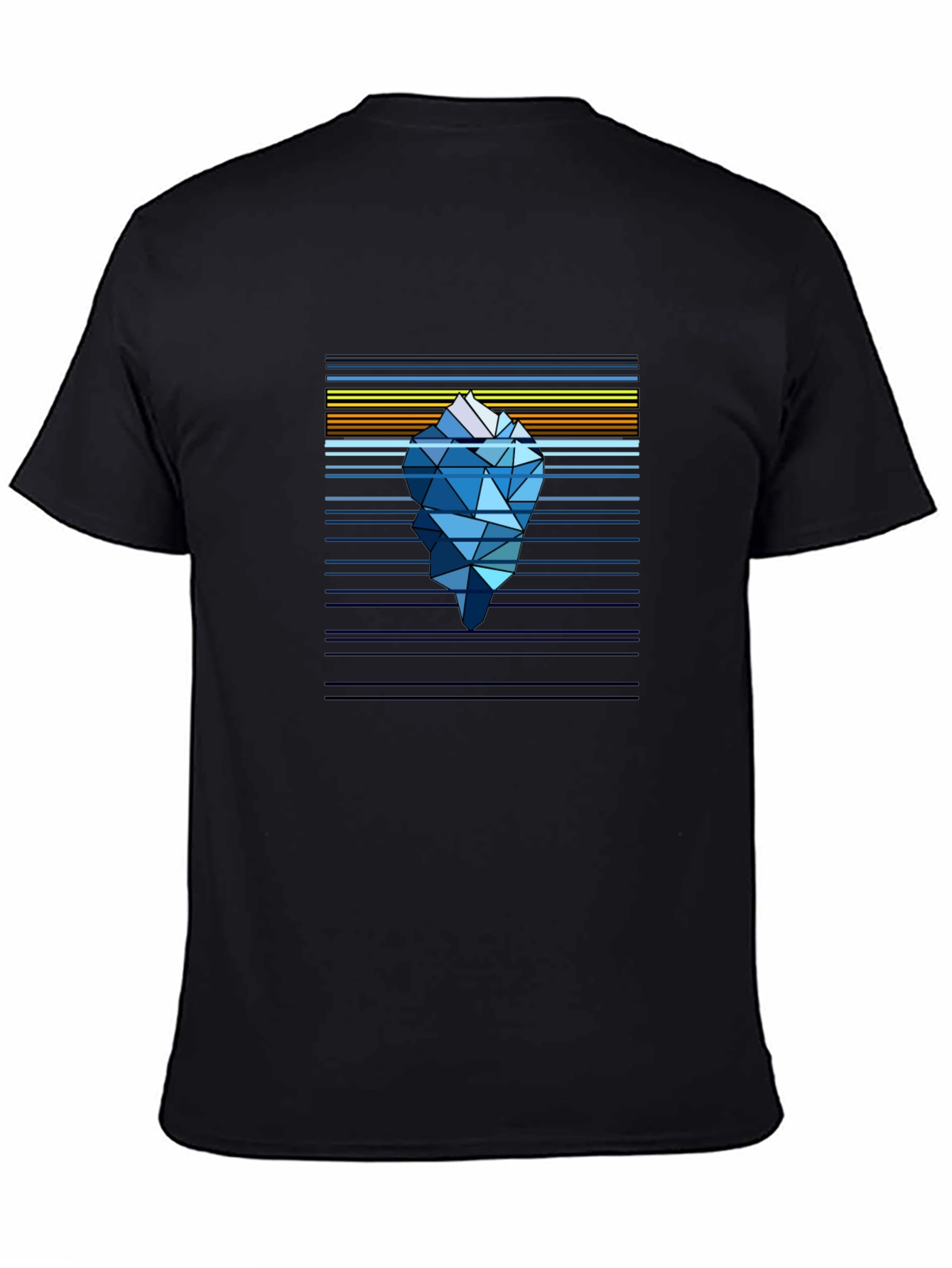 Geometric Iceberg Graphic Black T-Shirt