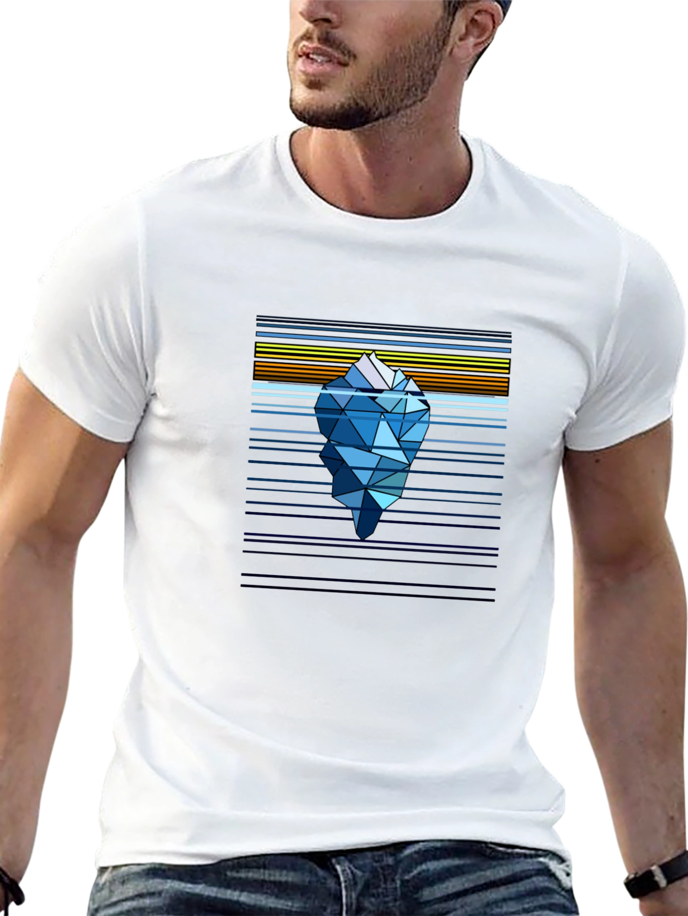 Geometric Iceberg Graphic Black T-Shirt
