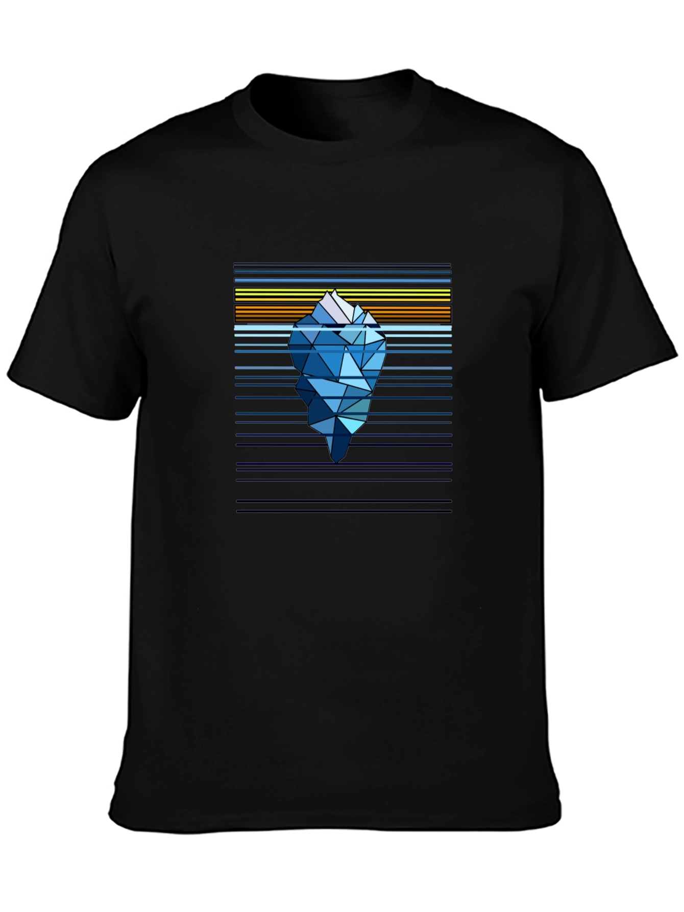 Geometric Iceberg Graphic Black T-Shirt