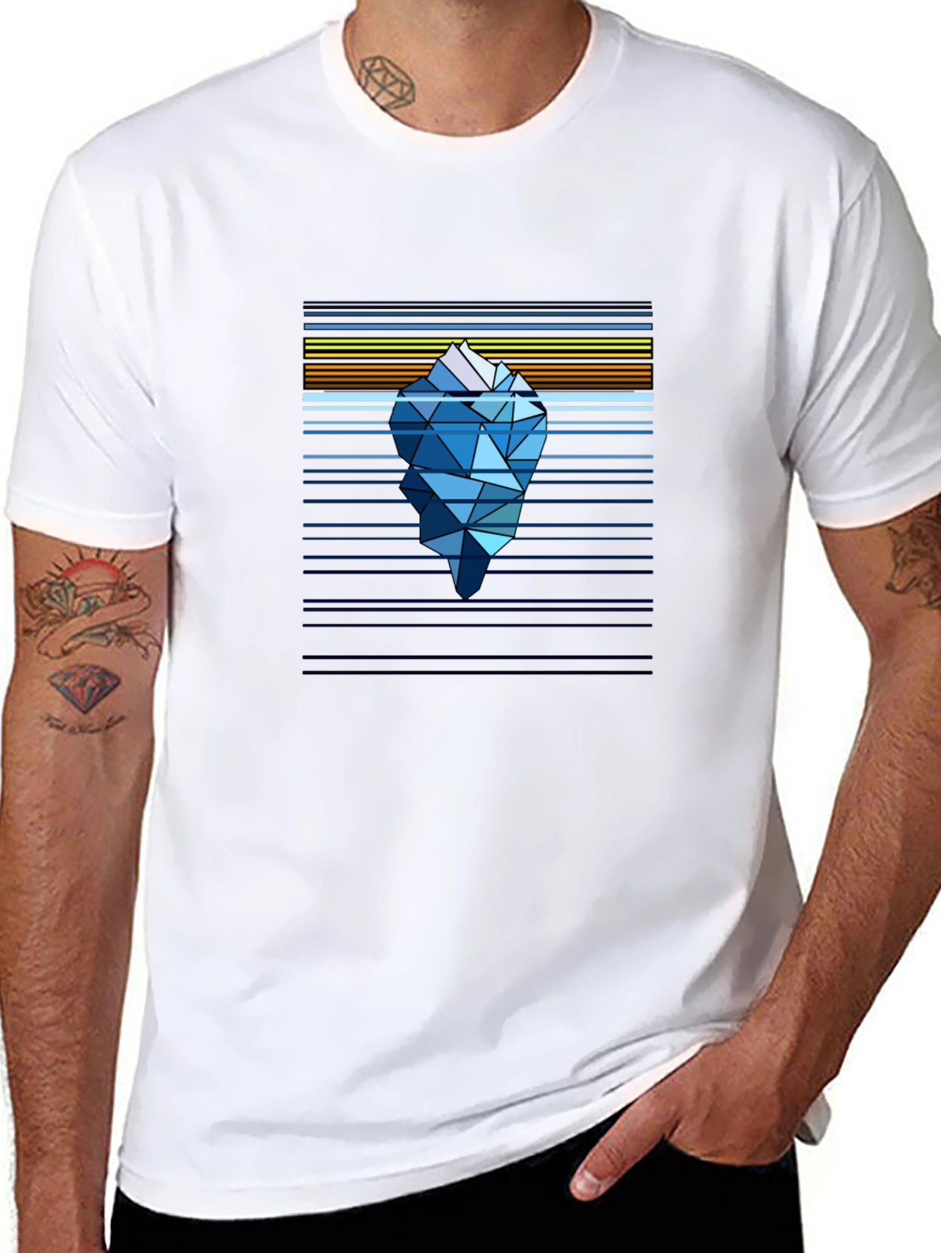Geometric Iceberg Graphic Black T-Shirt