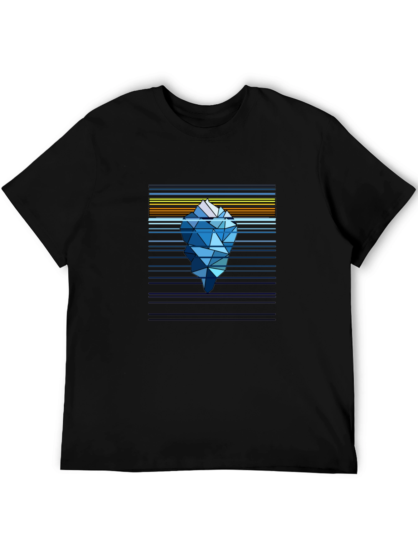 Geometric Iceberg Graphic Black T-Shirt