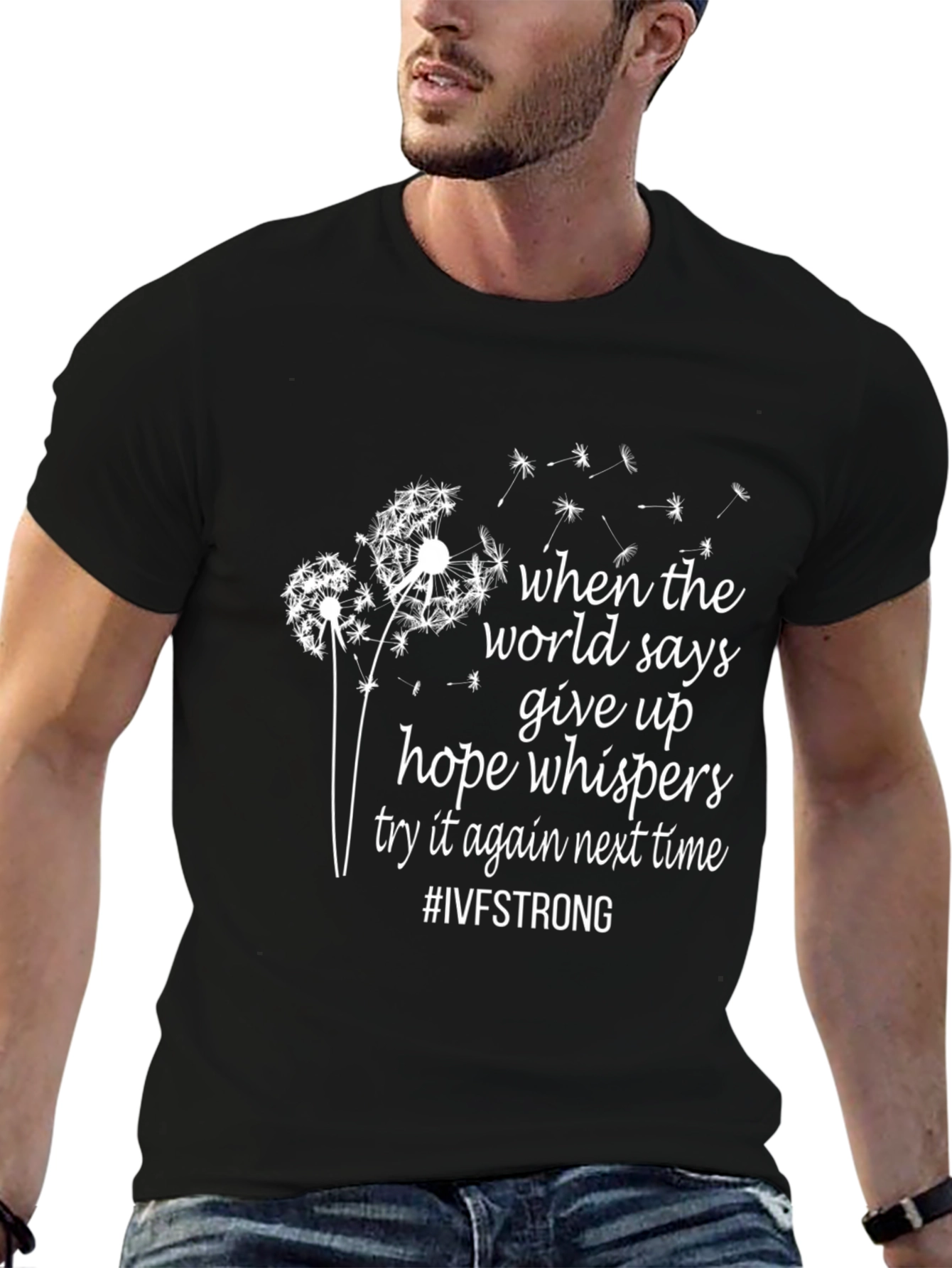 IVF Strong Dandelion Black T-Shirt