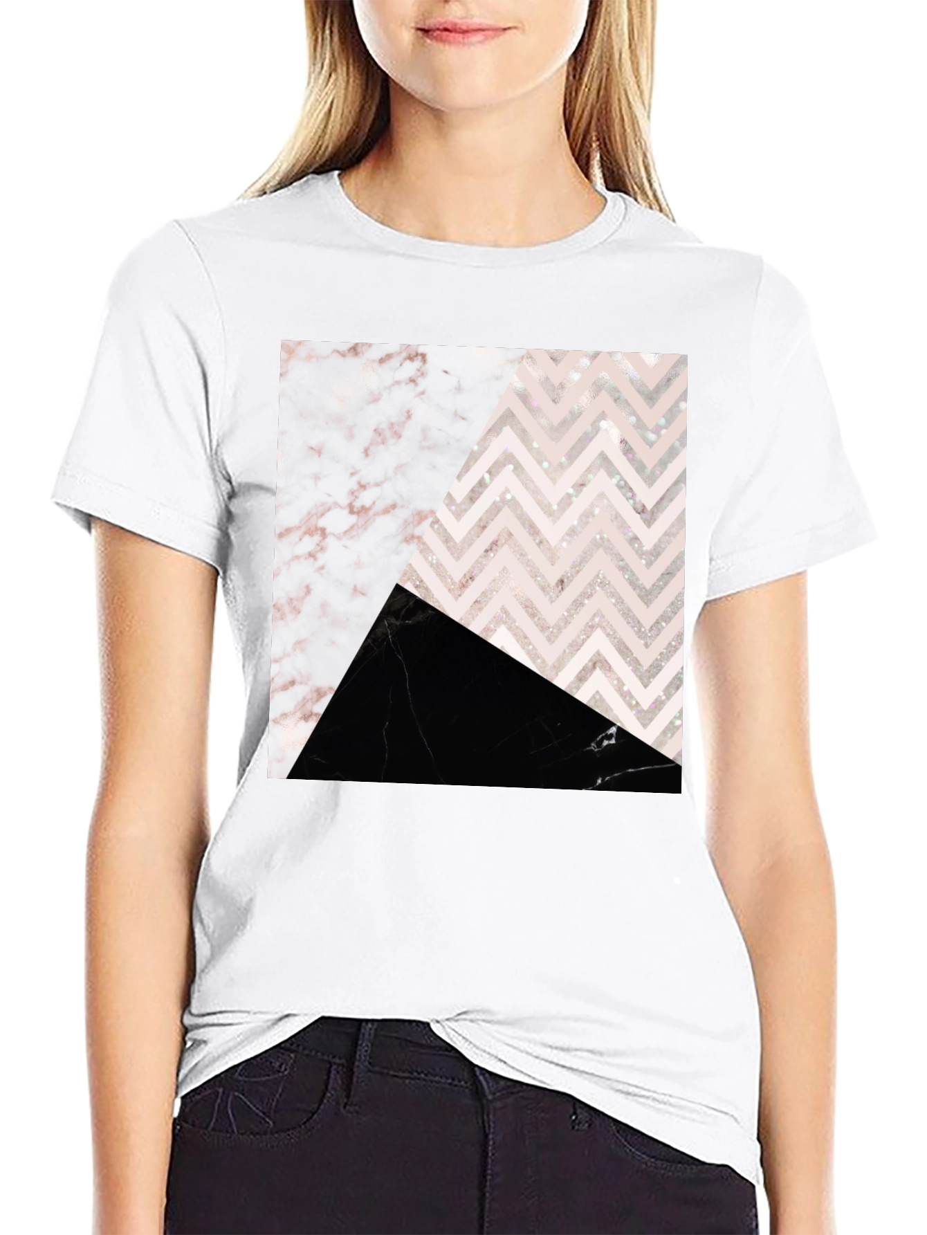 Abstract Geometric Marble Print T-Shirt