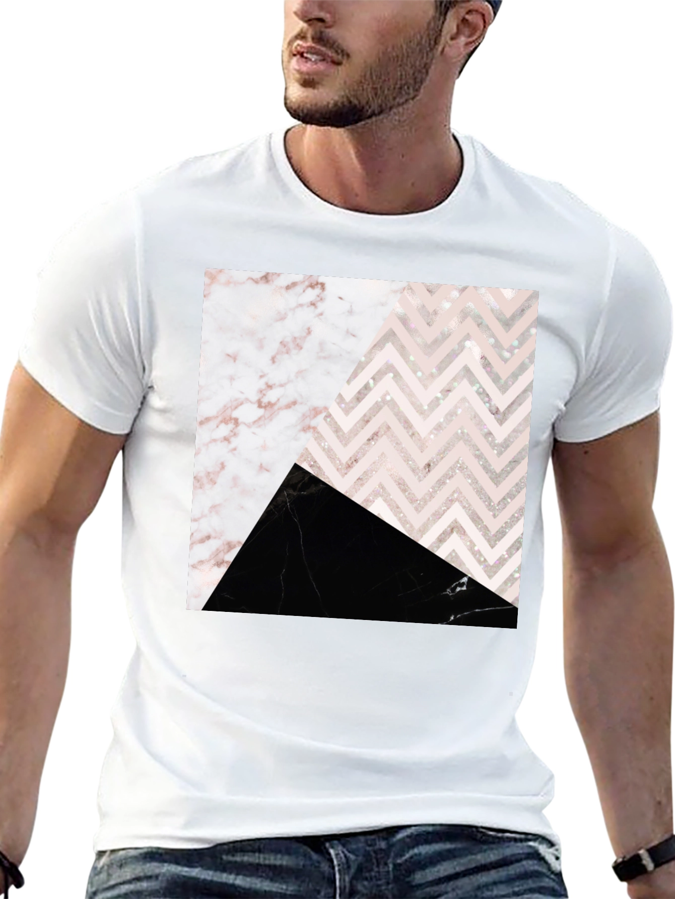 Abstract Geometric Marble Print T-Shirt
