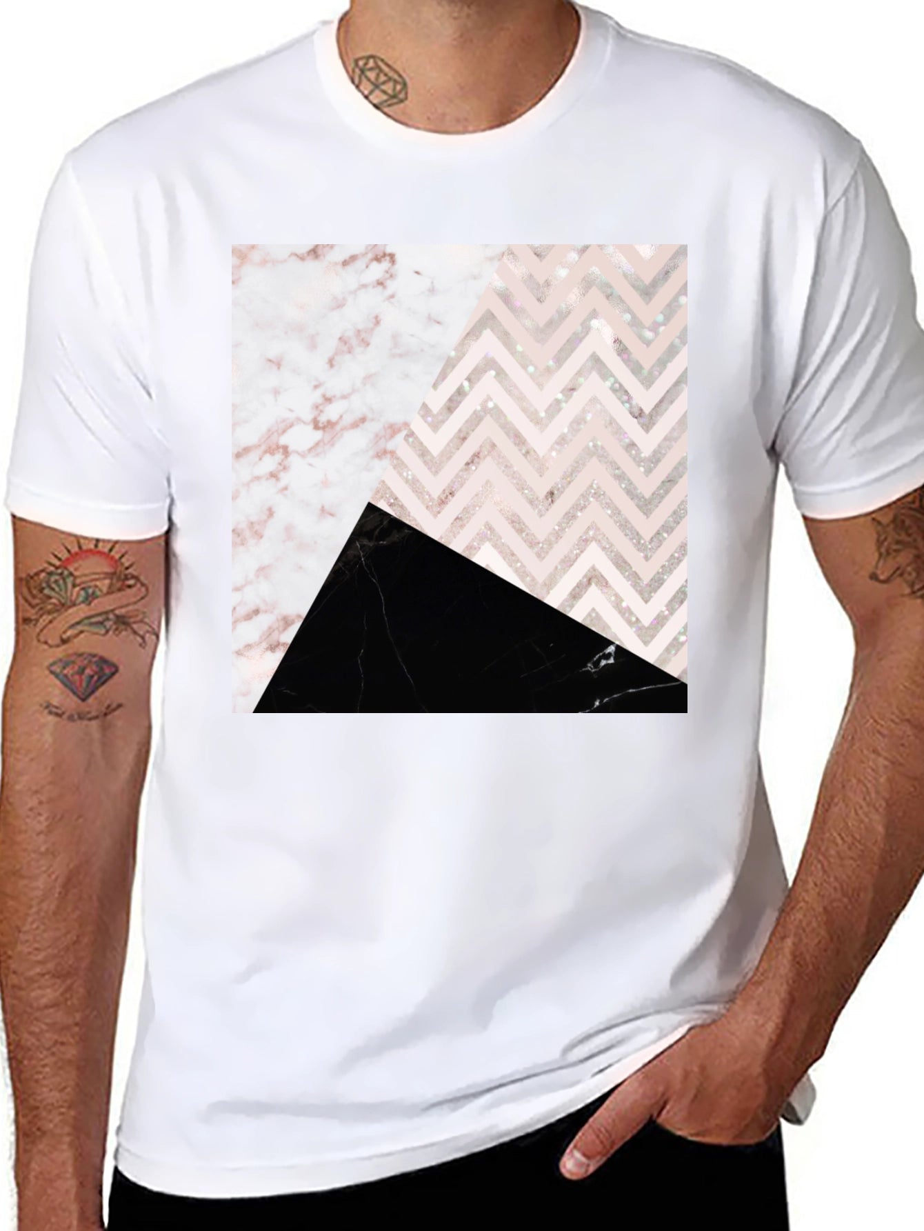 Abstract Geometric Marble Print T-Shirt