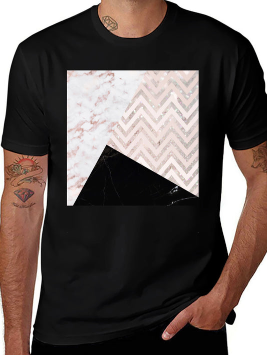 Abstract Geometric Marble Print T-Shirt