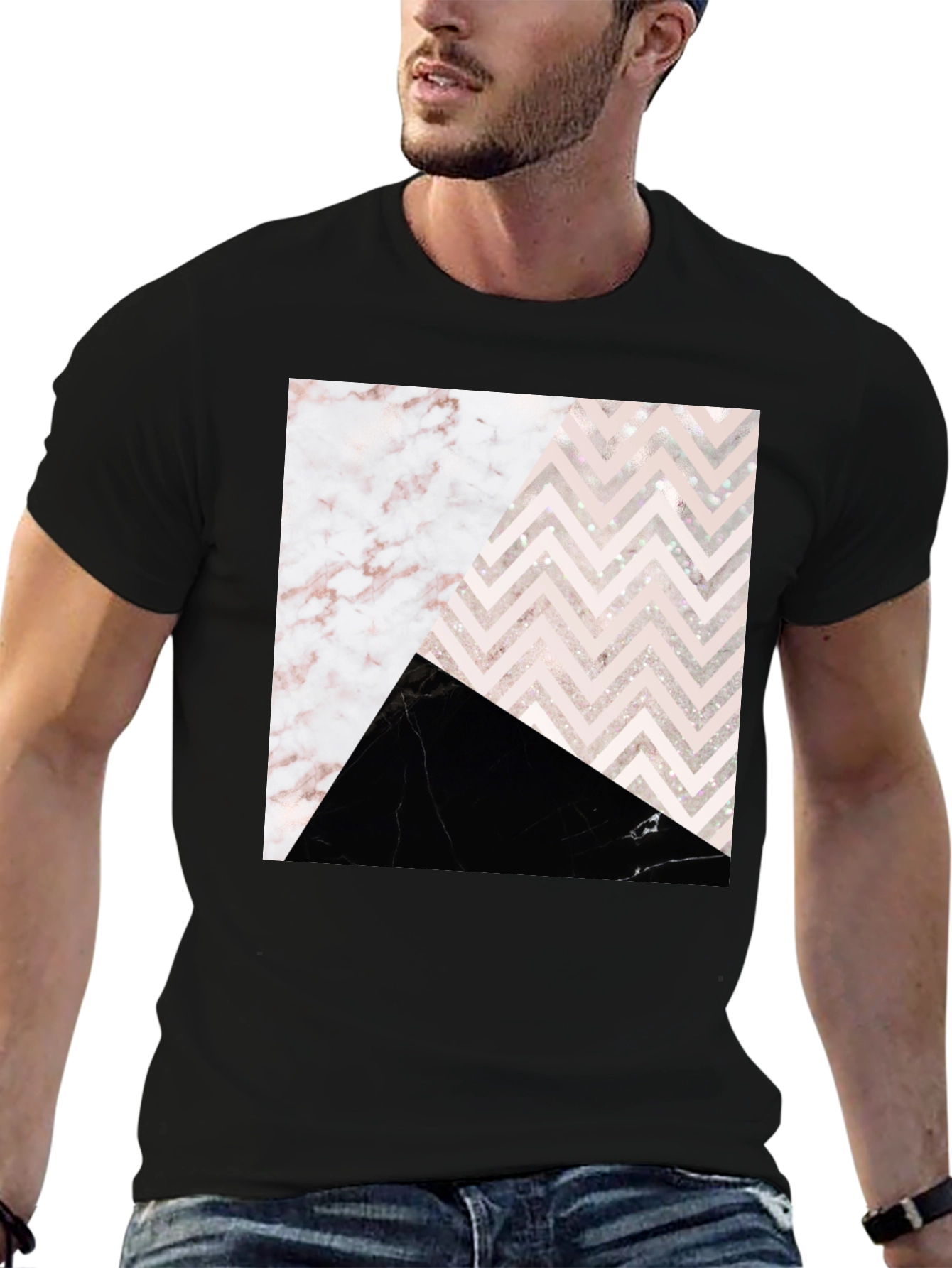 Abstract Geometric Marble Print T-Shirt