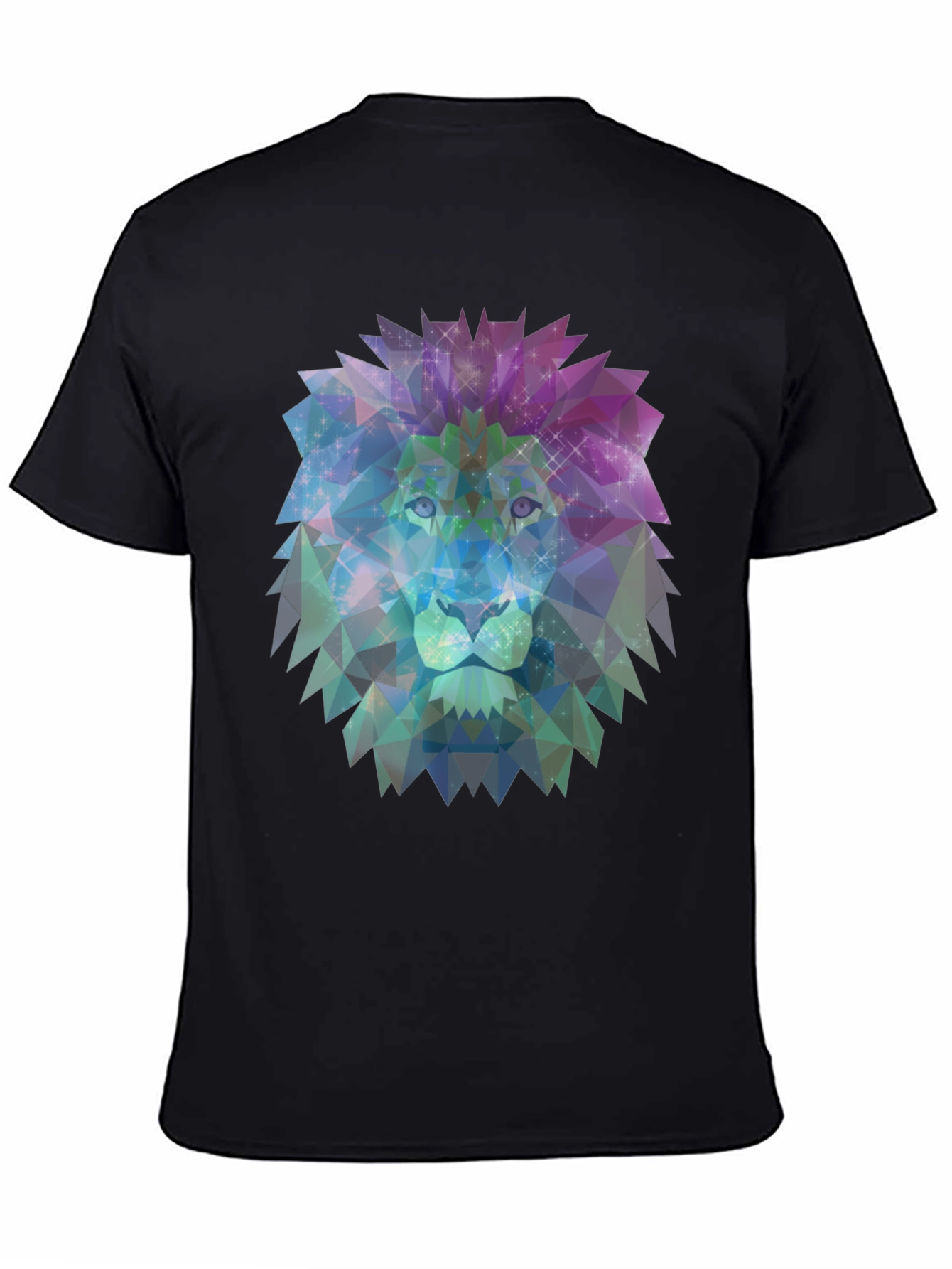 Geometric Lion Graphic Tee - Stylish Mens Black T-Shirt
